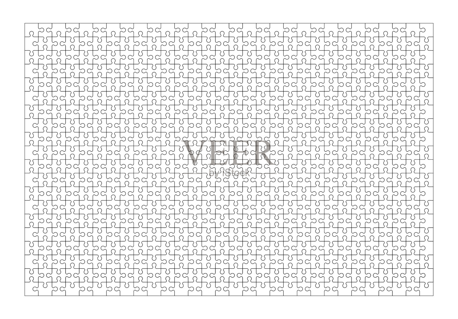 一套600块拼图。谜题具有不同类型的细节和移动每个部分的能力。黑白矢量插图孤立在白色背景上。插画图片素材