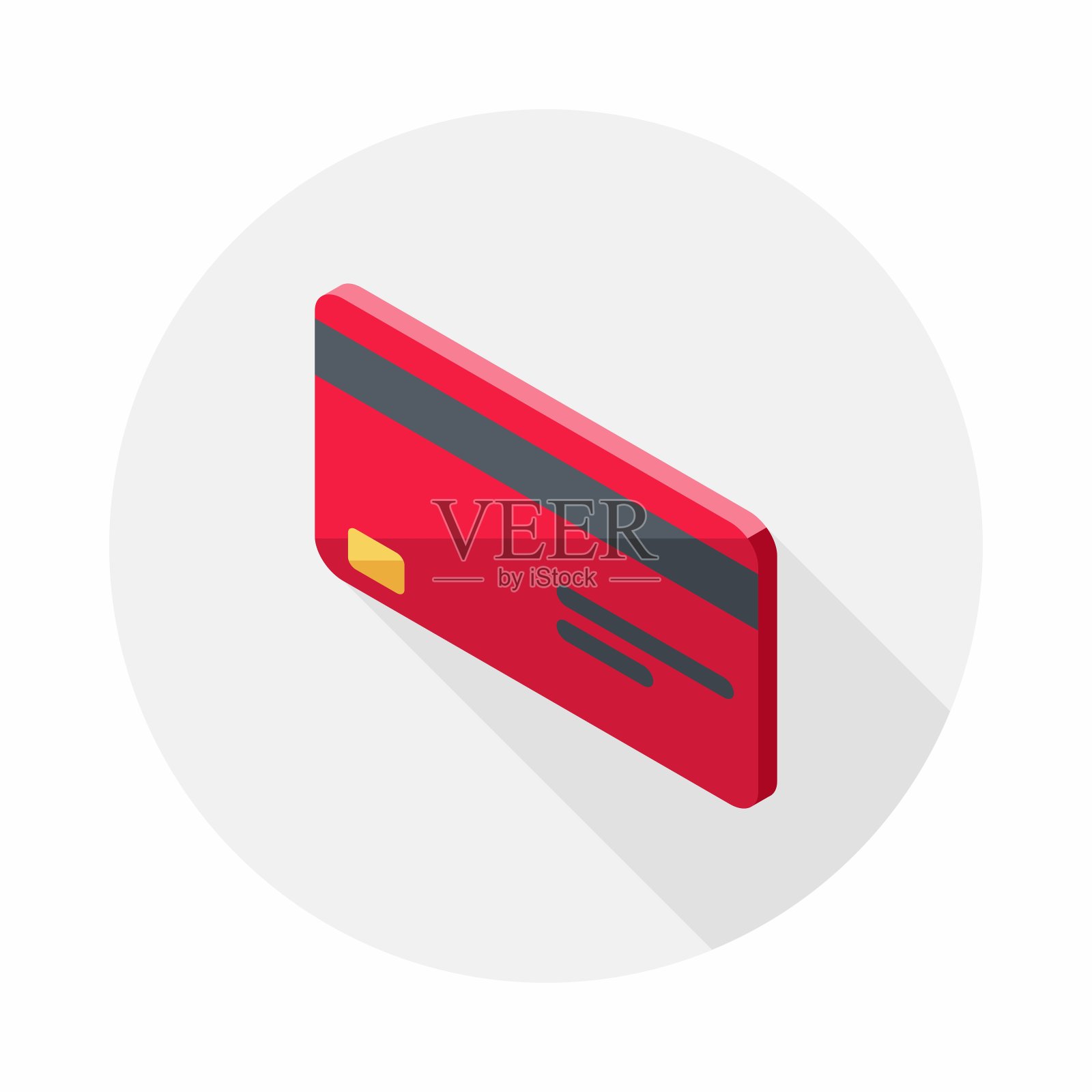 信用卡红色左视图图标矢量等距。插画图片素材