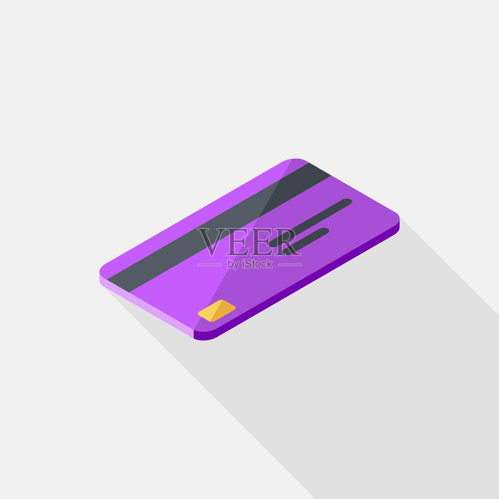 信用卡紫色右视图图标矢量等距。插画图片素材