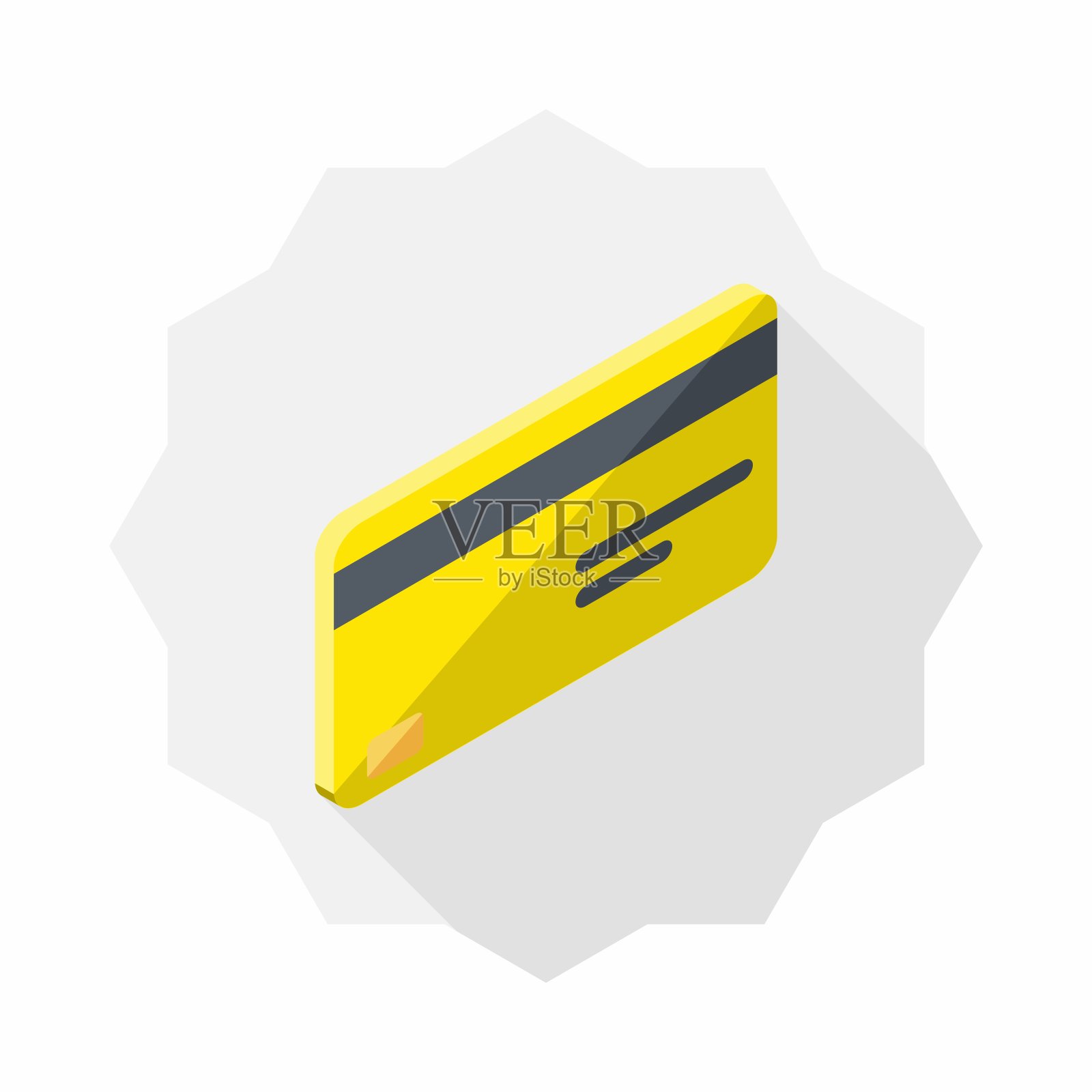 信用卡黄色右视图图标矢量等距。插画图片素材