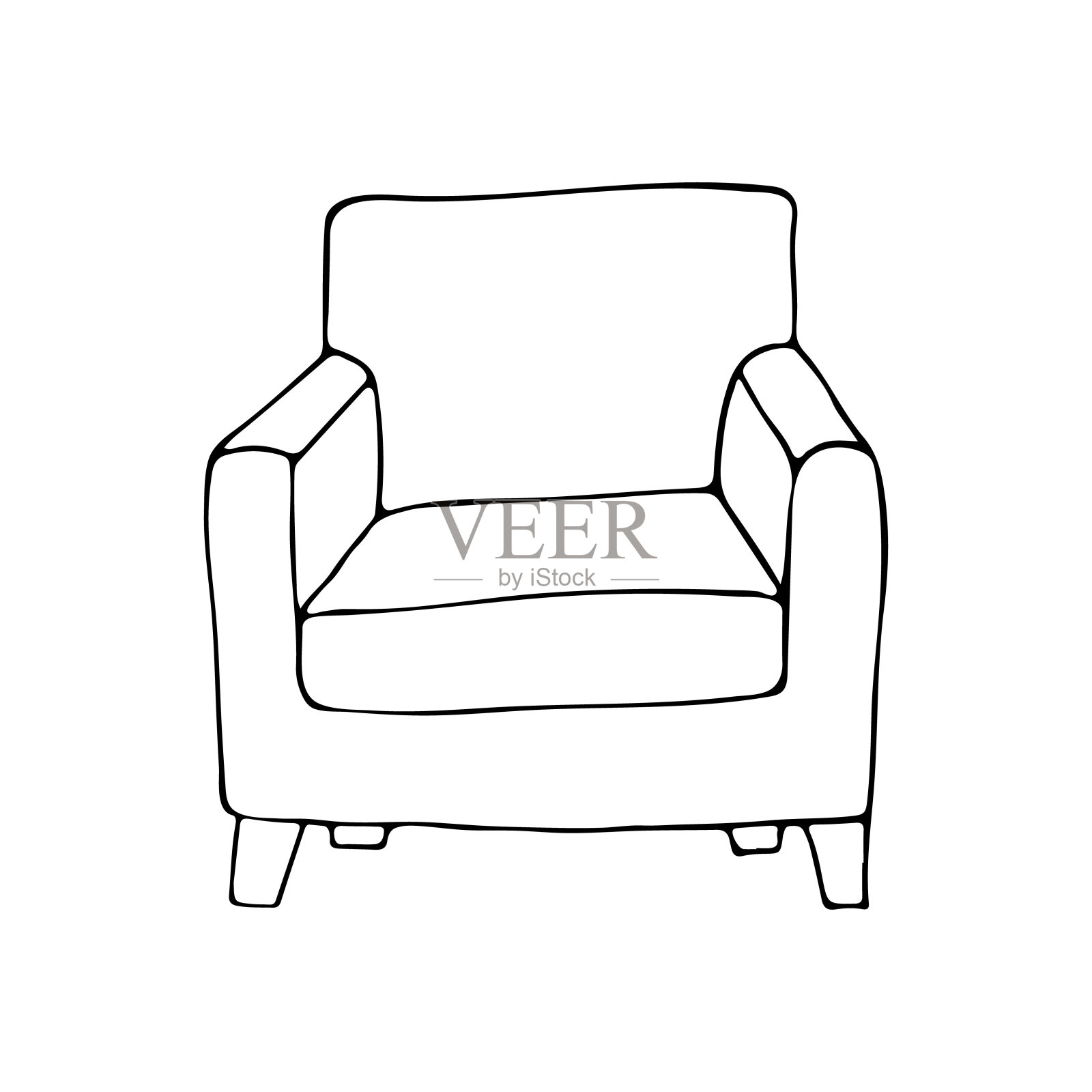 扶手椅手绘图标矢量。矢量涂鸦扶手椅图标插画图片素材