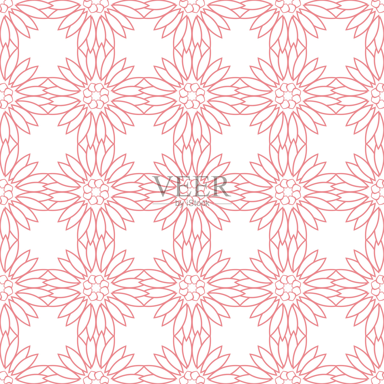 花卉无缝打印。白色背景上的浅粉色图案插画图片素材