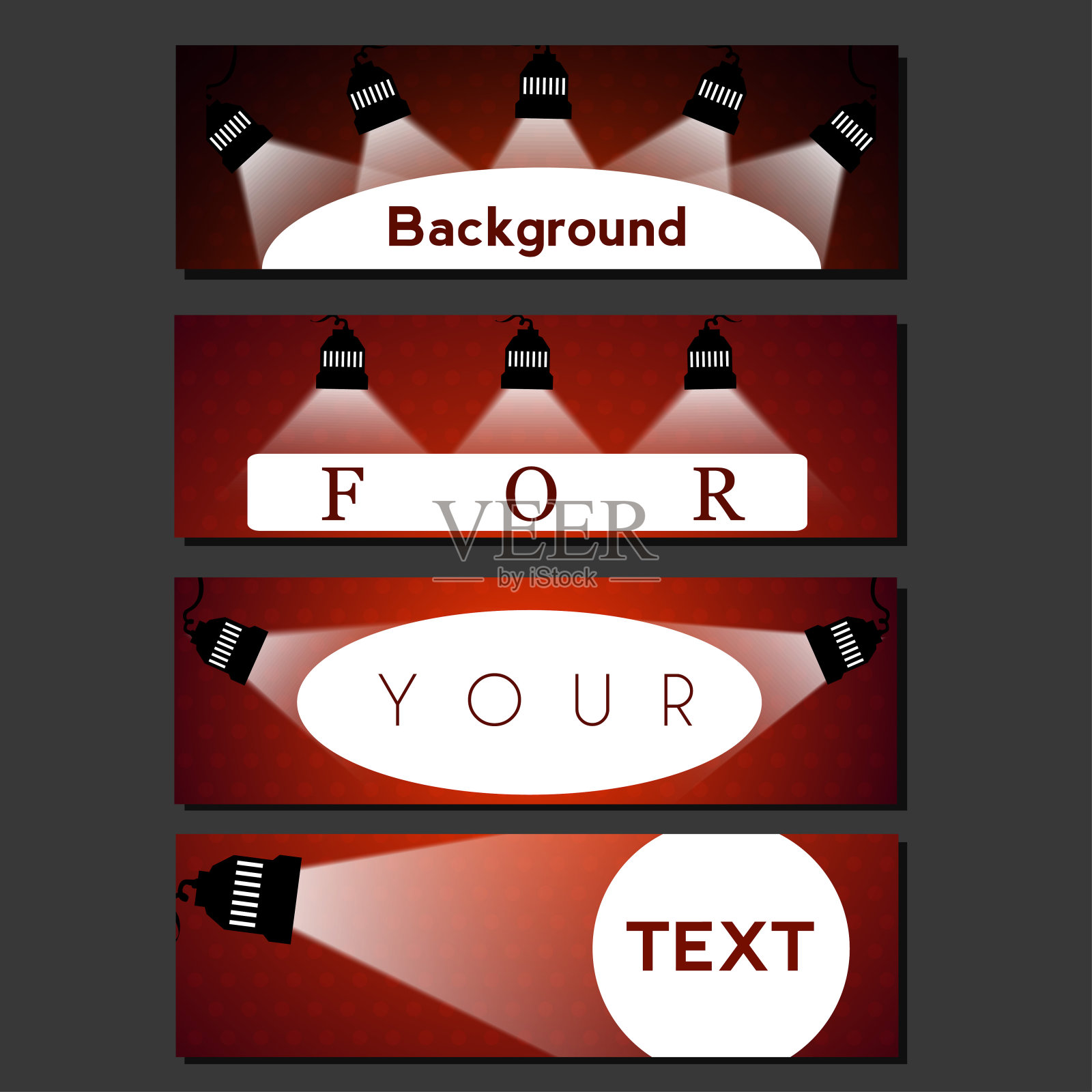 4条横幅，一个主题设计。传单、网页、卡片等的聚光灯。插画图片素材