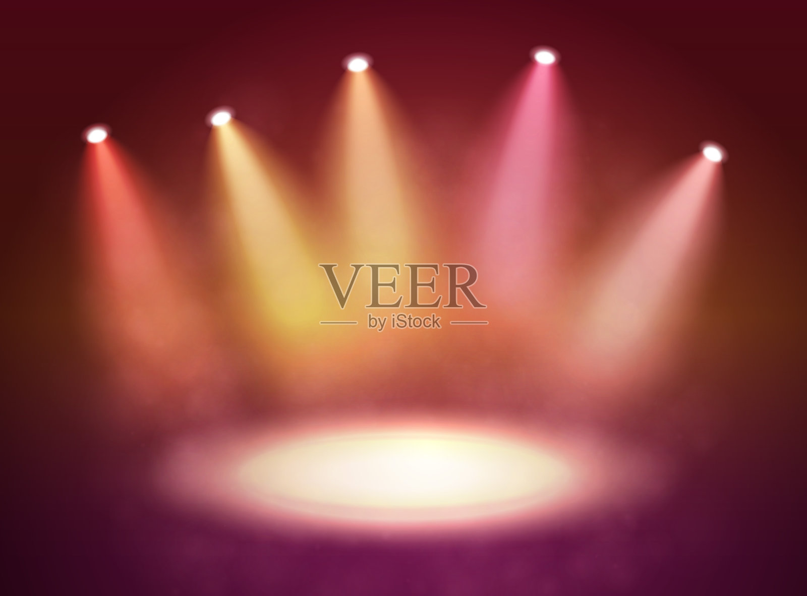 美丽的红色背景在现场5聚光灯。插画图片素材