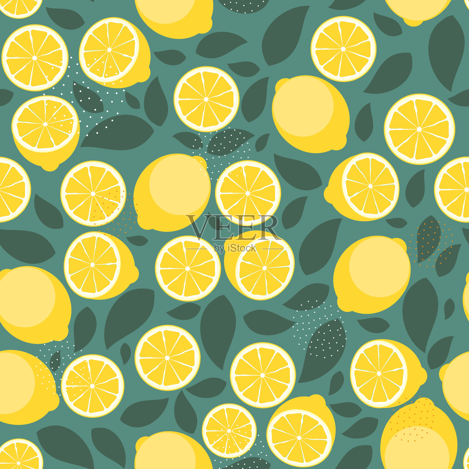 抽象柠檬无缝图案背景插画图片素材