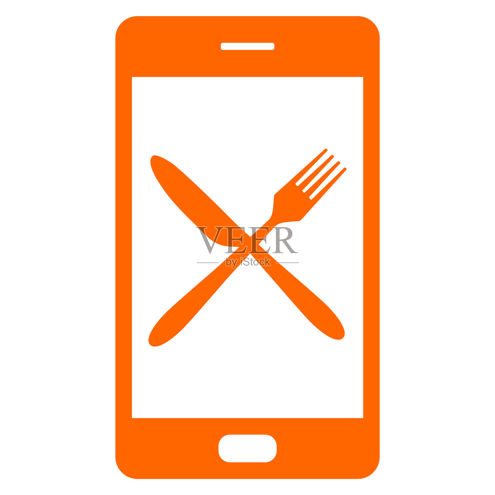 餐具和智能手机插画图片素材