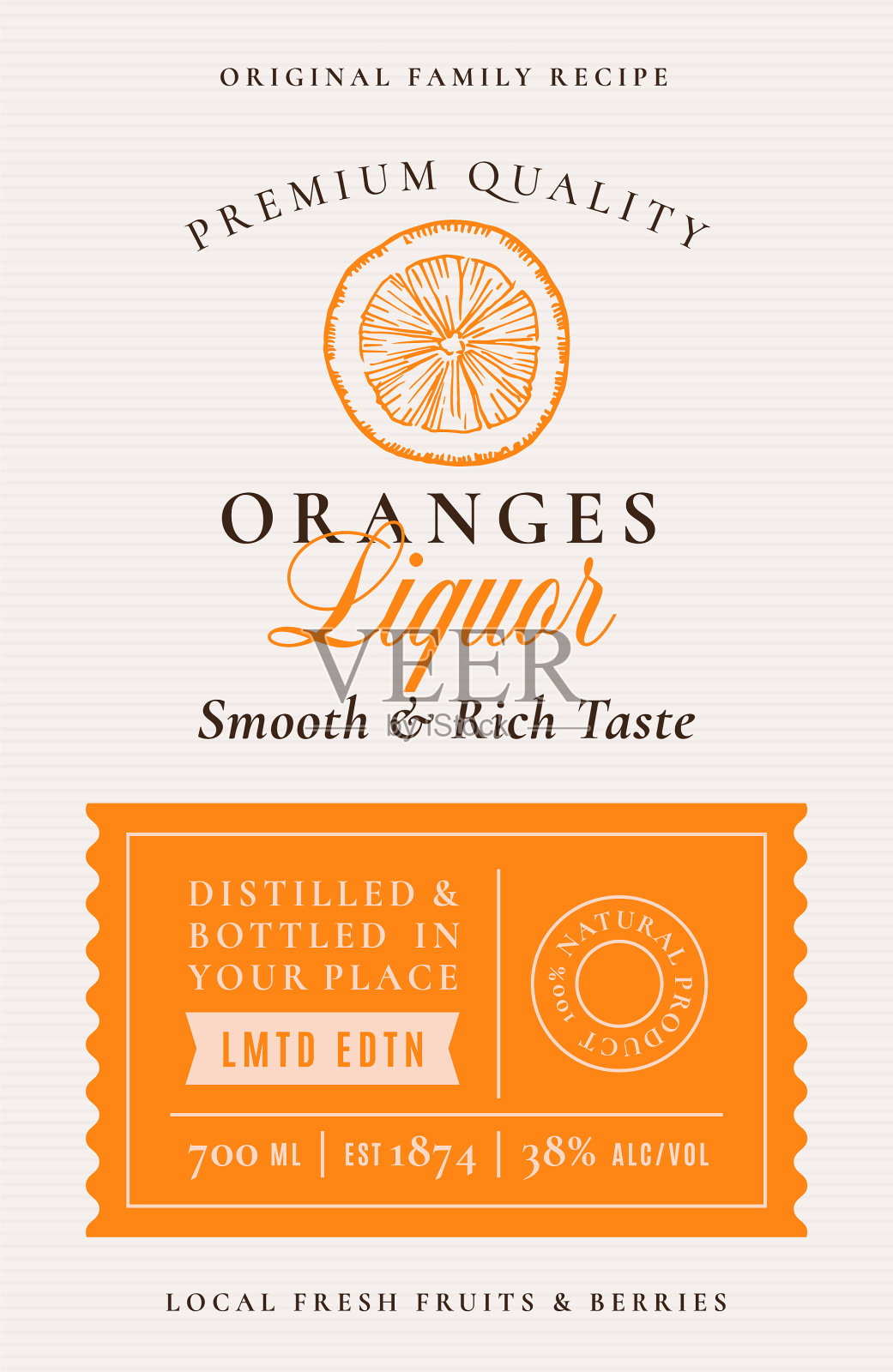 家庭配方橙酒酒精标签插画图片素材