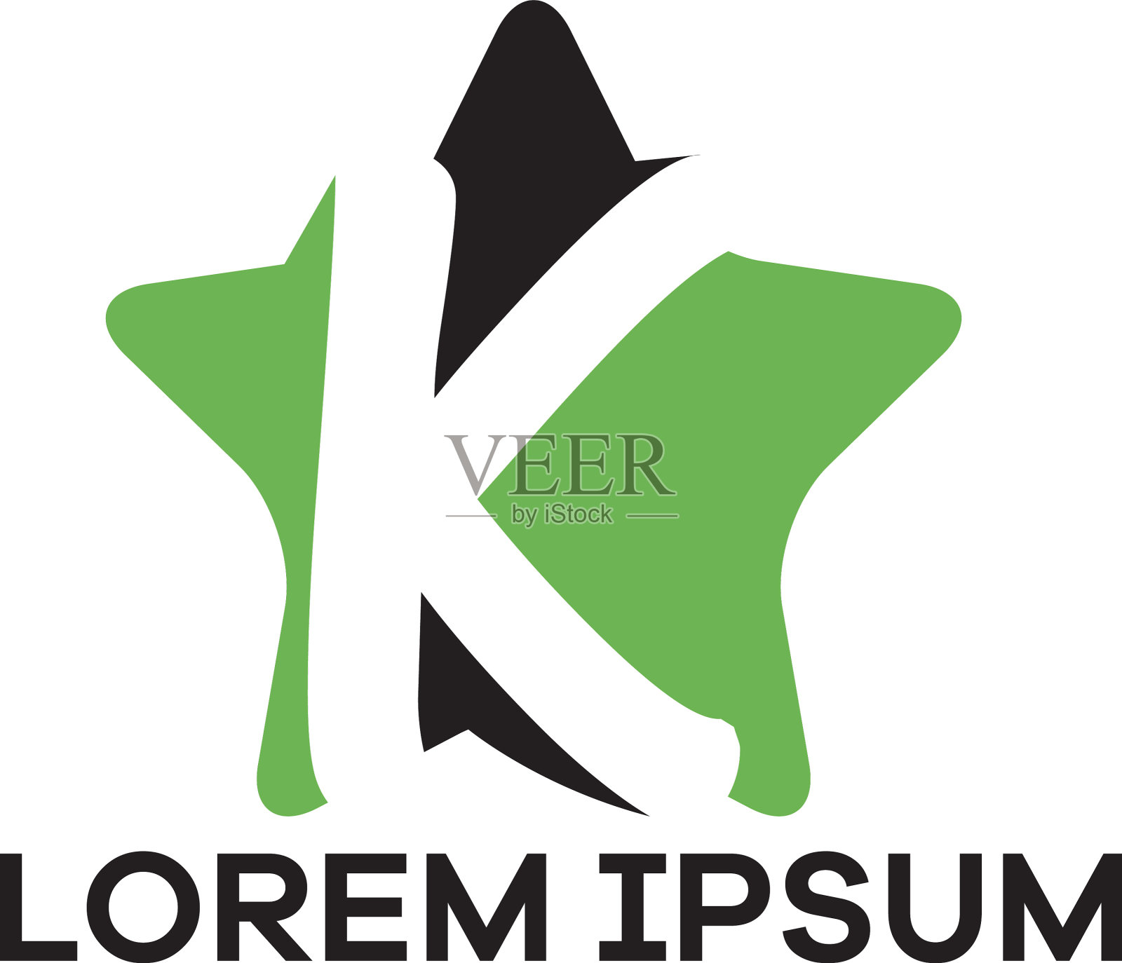 K字母标志设计字母K为星形插画图片素材