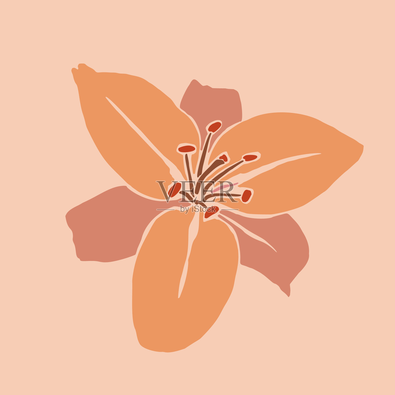 艺术拼贴百合花在最小的时尚风格。抽象风格的百合剪影。矢量图插画图片素材