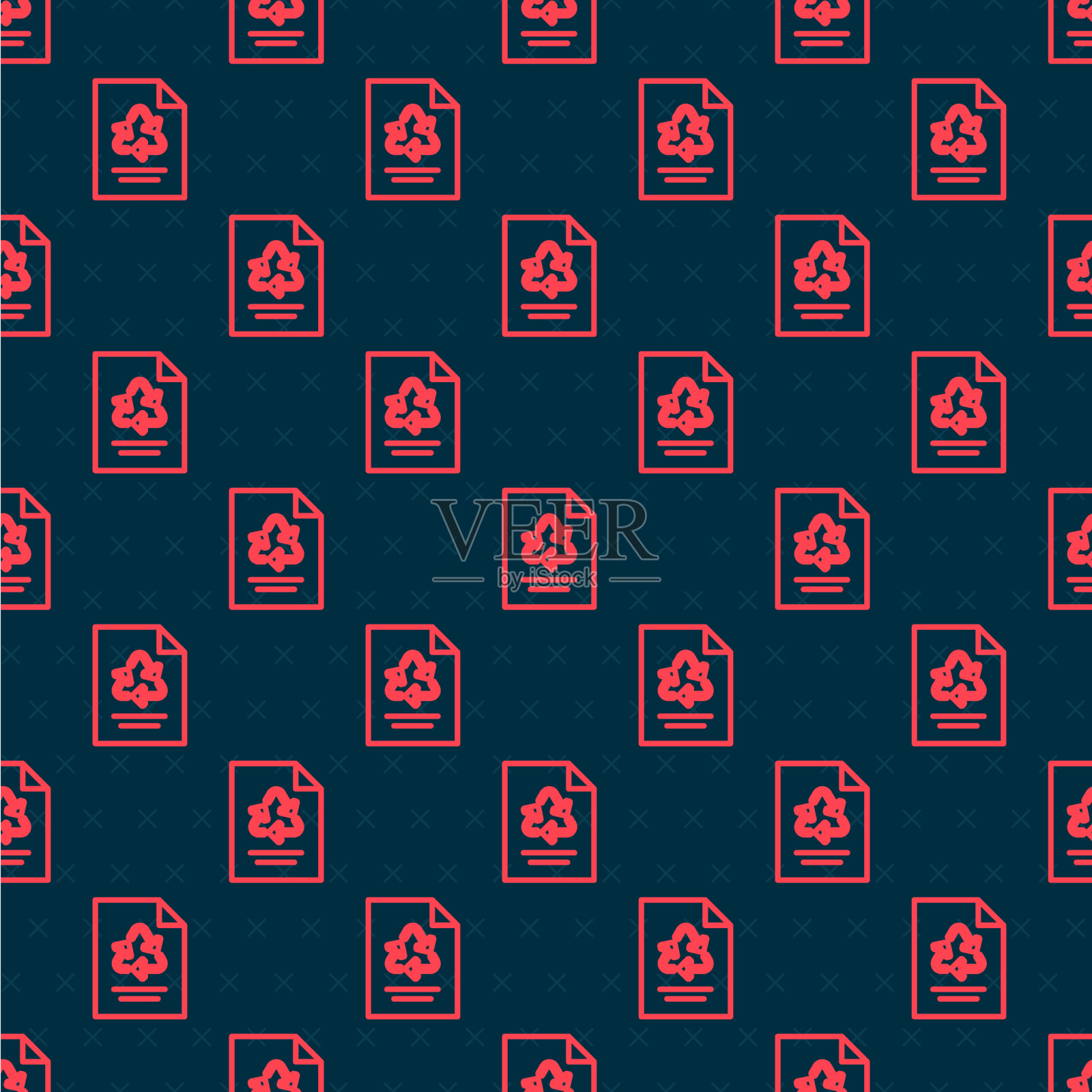 红色线纸与回收图标隔离插画图片素材