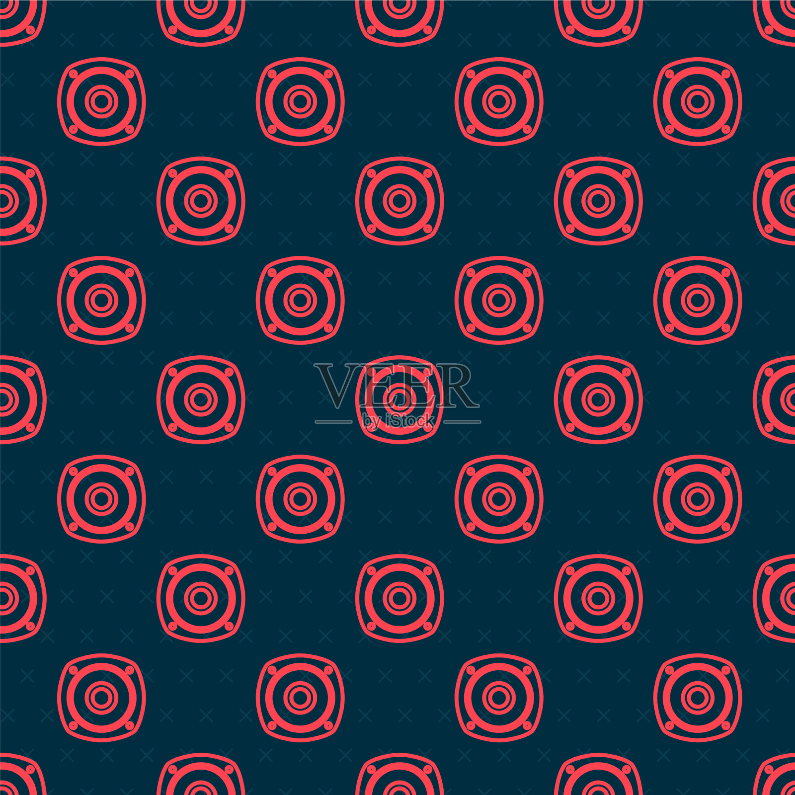 红色线立体声扬声器图标隔离无缝插画图片素材