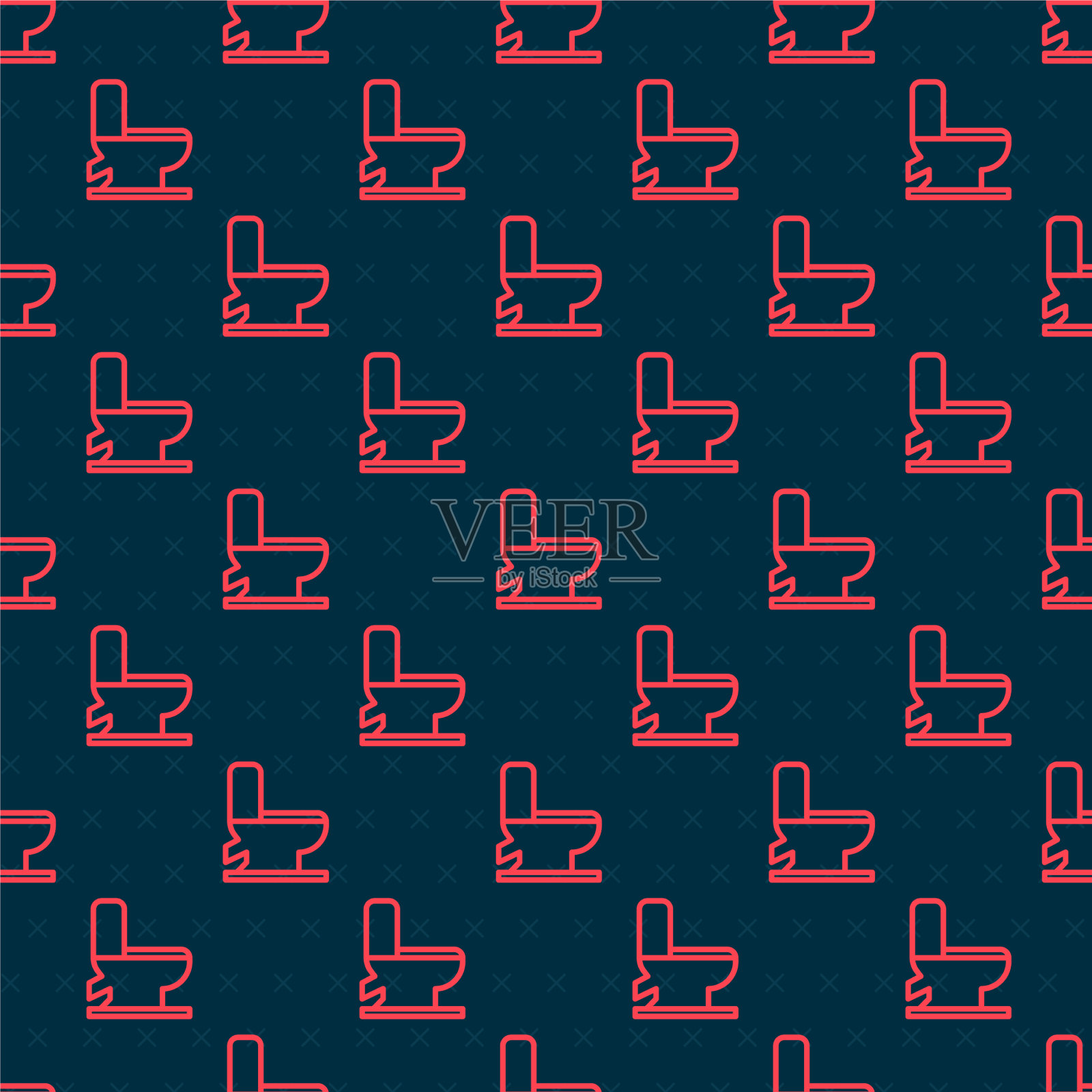 红线马桶马桶图标隔离无缝插画图片素材