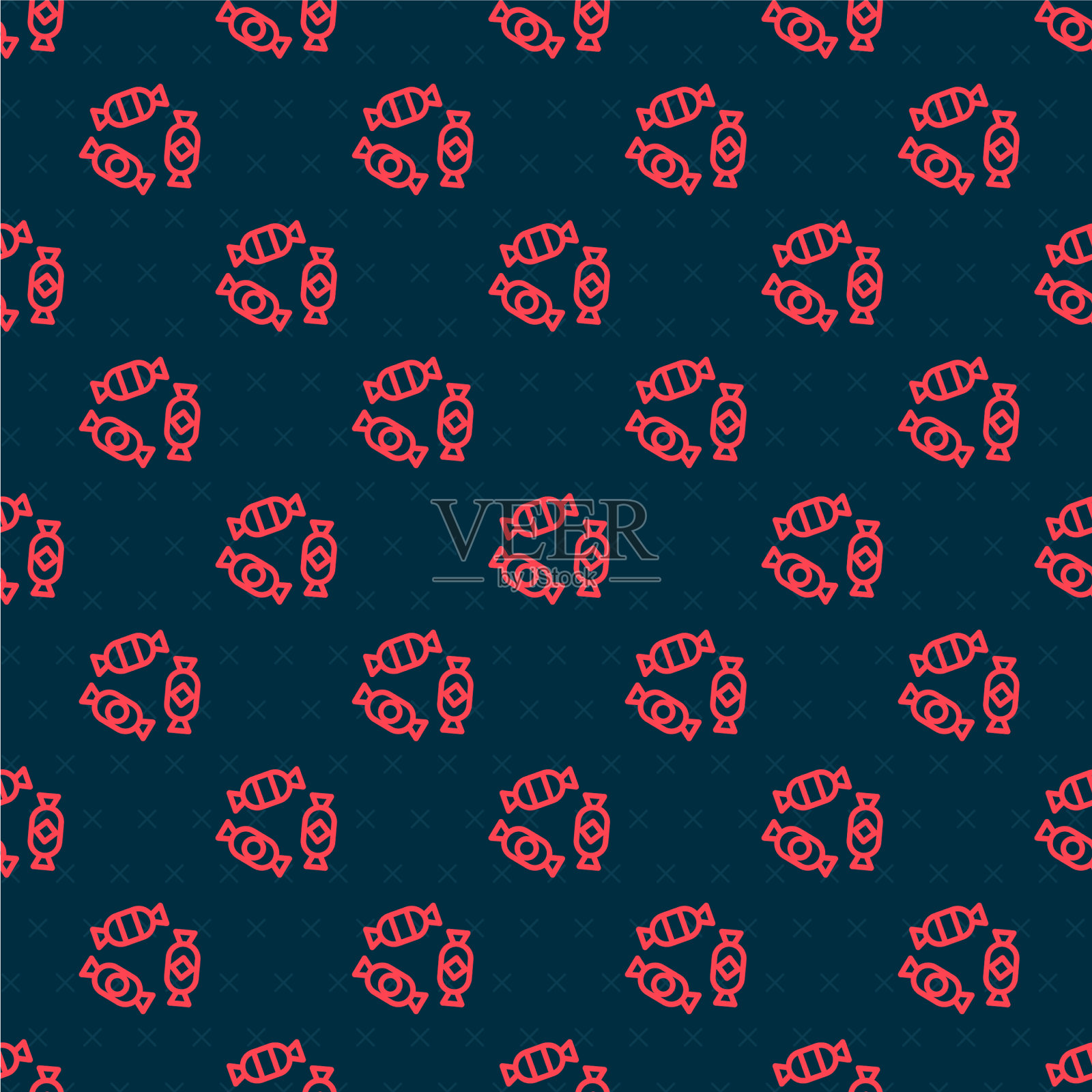 红色线糖果图标隔离无缝模式上插画图片素材