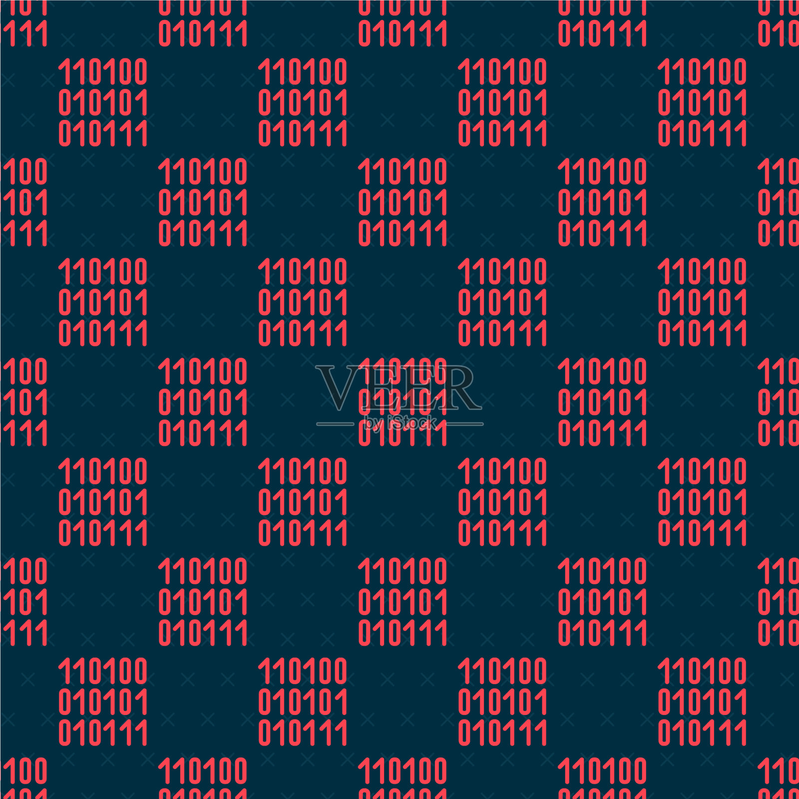 红色线的二进制代码图标隔离无缝插画图片素材