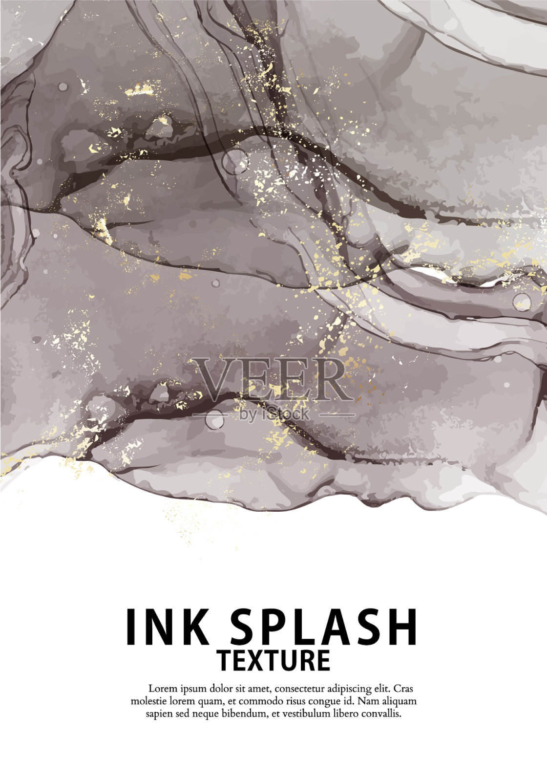 东方黑金墨底色配金箔插画图片素材