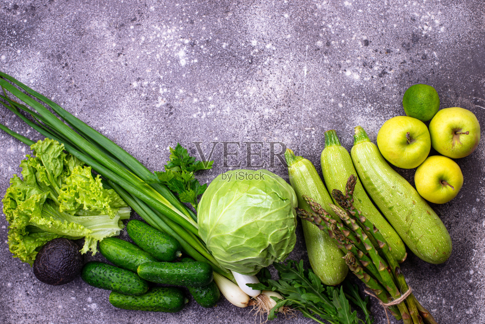 各种绿色蔬菜和水果照片摄影图片