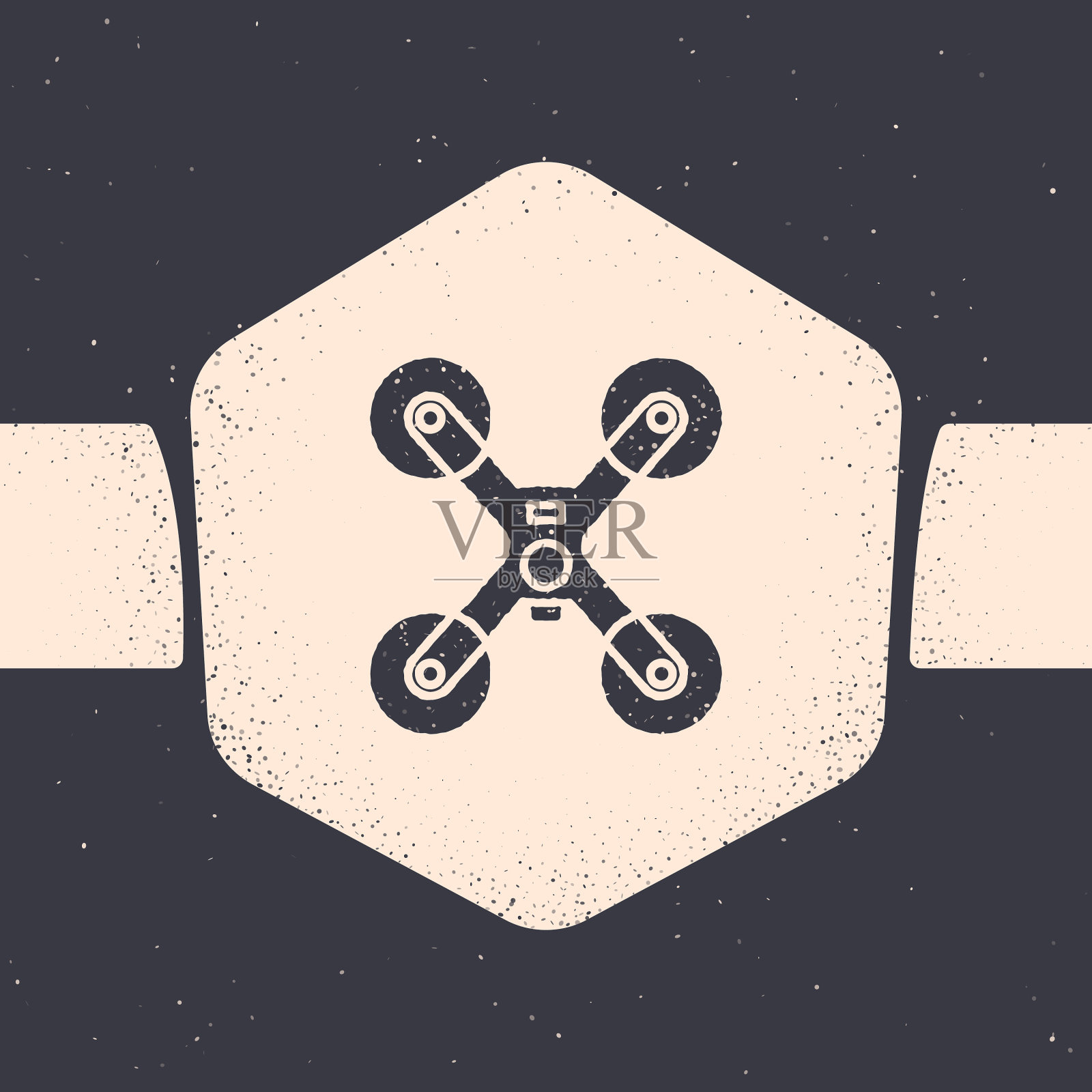 垃圾无人机飞行图标孤立在灰色插画图片素材