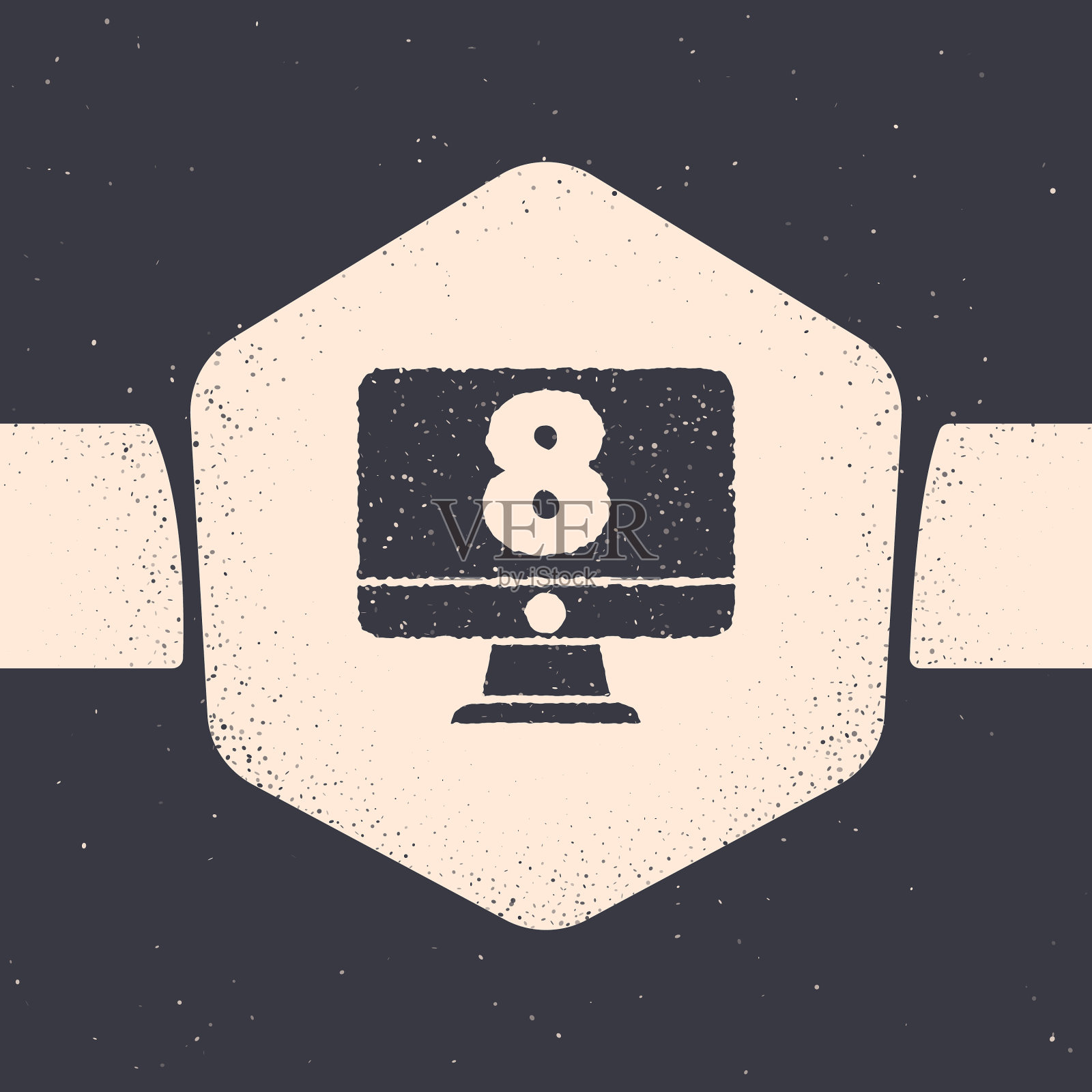 垃圾8三月上监视器图标隔离上灰色插画图片素材