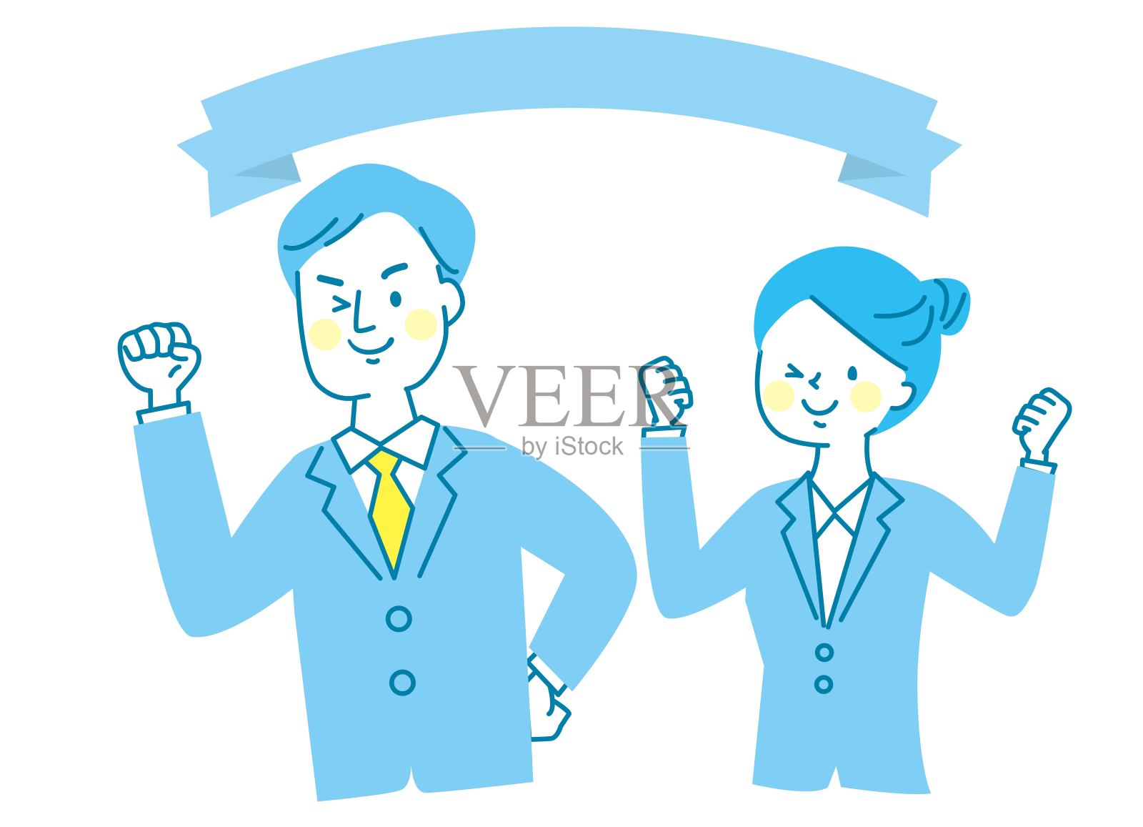 微笑的男女同学插画图片素材