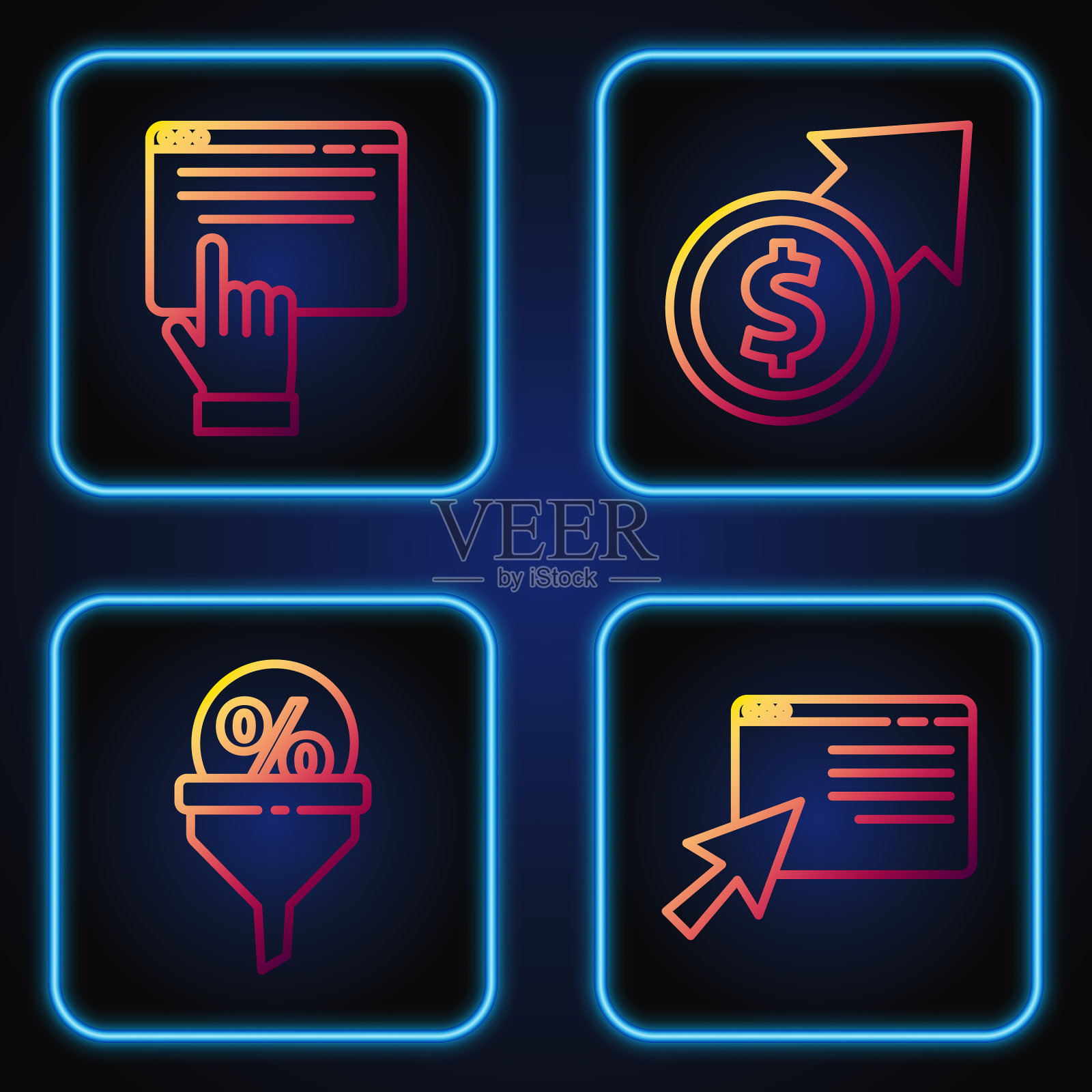 设置在线购物屏幕铅插画图片素材