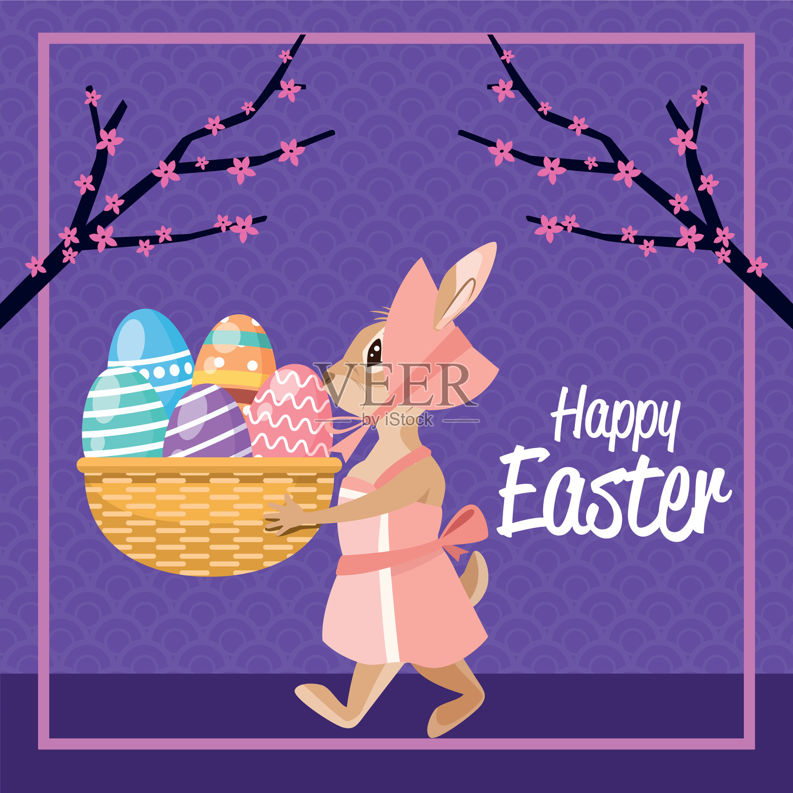 复活节贺卡上画着彩蛋插画图片素材