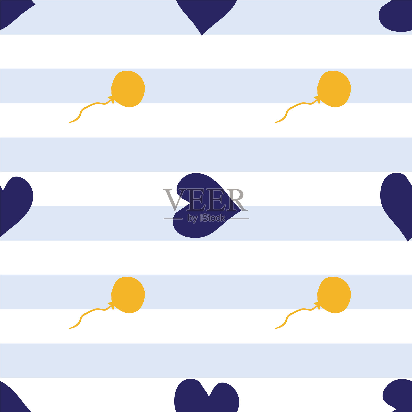 心脏气球无缝重复模式插画图片素材