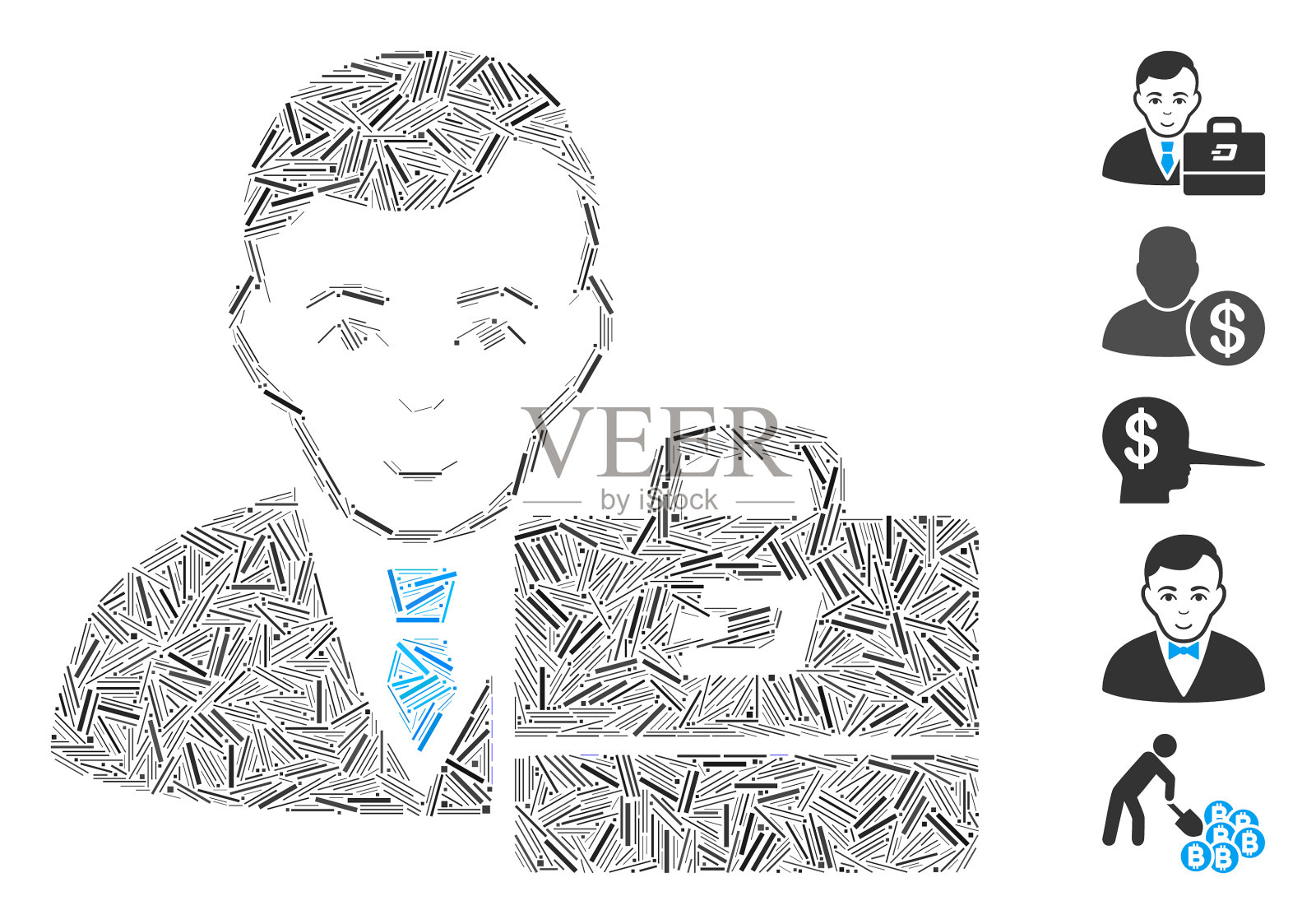 线拼贴破折号会计插画图片素材