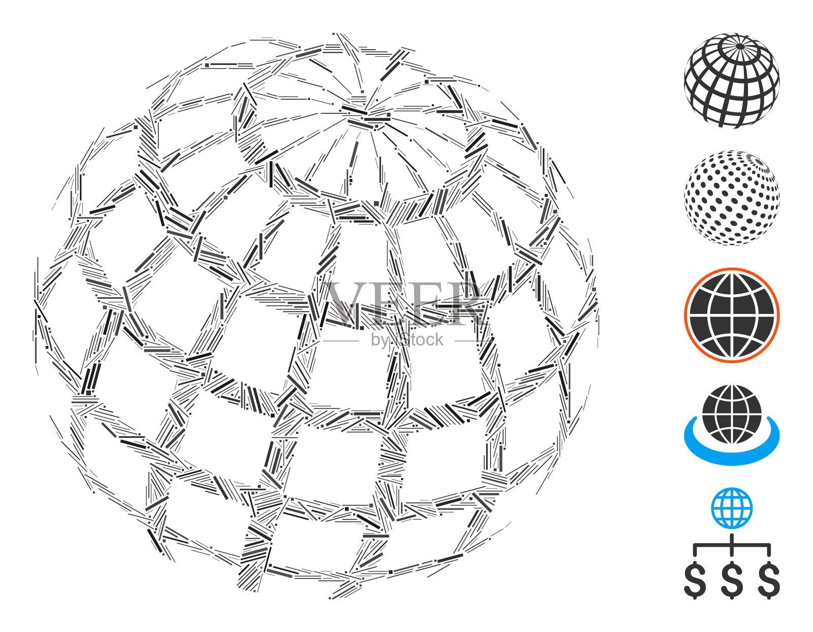 Hatch马赛克抽象球面网格插画图片素材