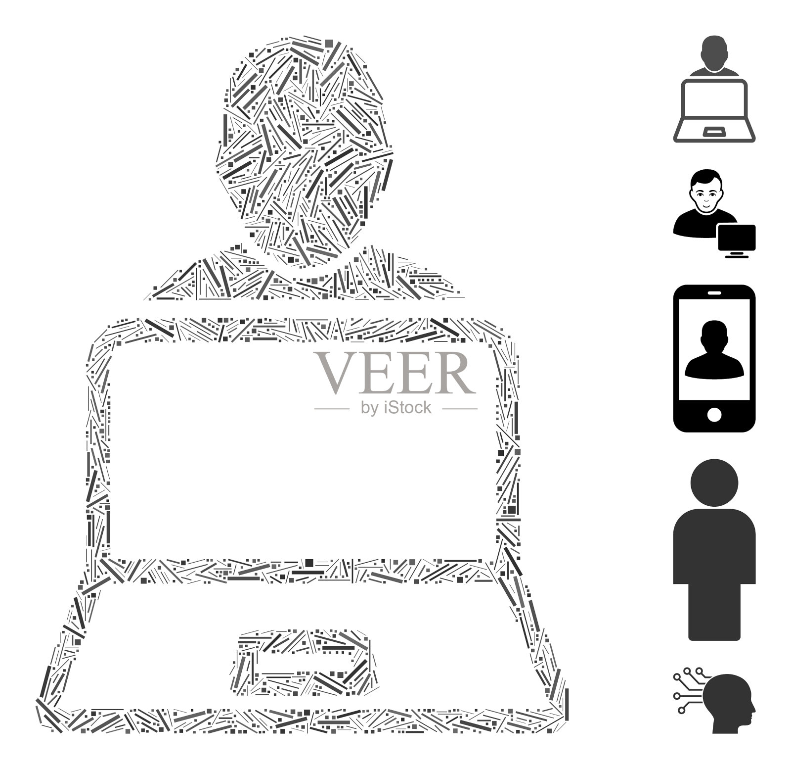 Hatch拼贴用户笔记本电脑插画图片素材