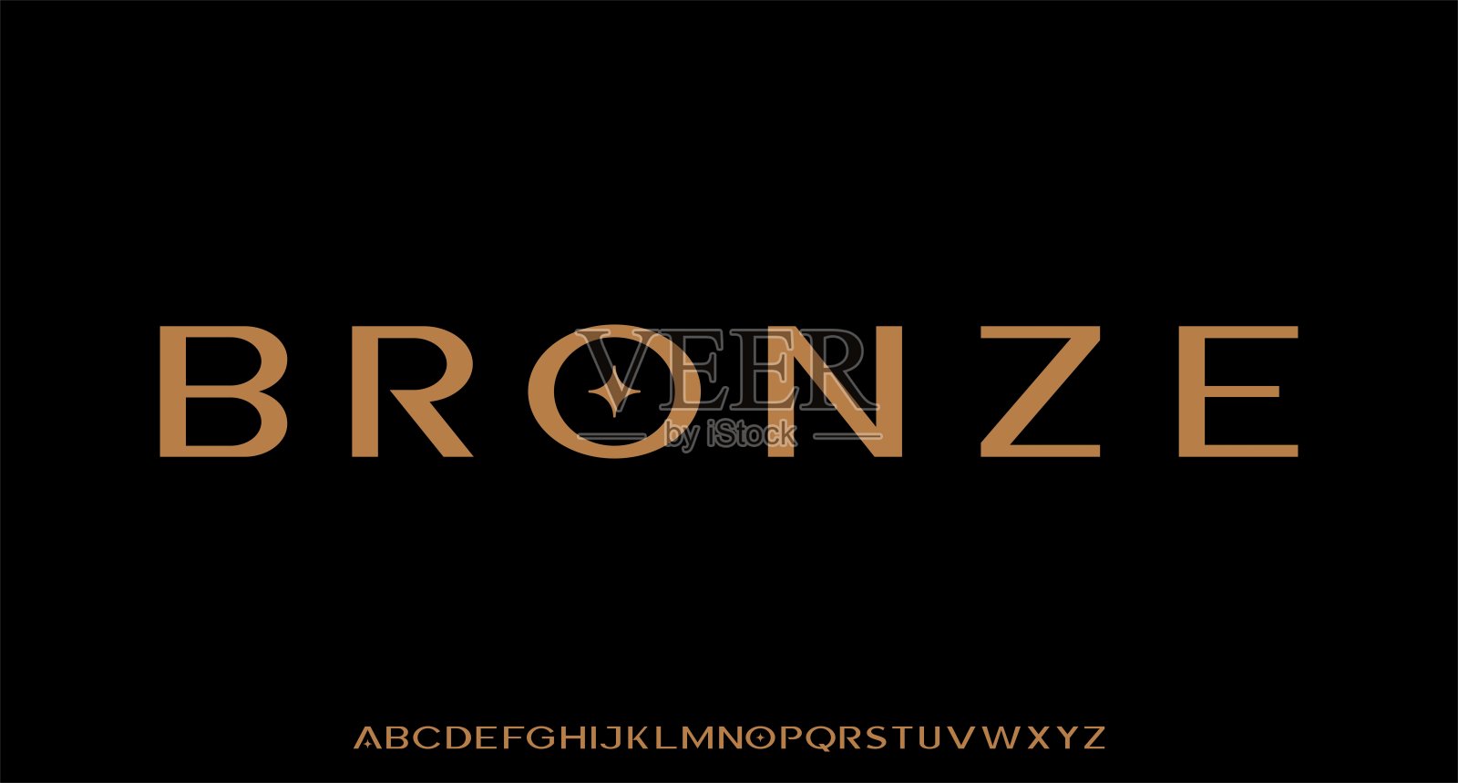 青铜色，奢华典雅独特的字体字母向量插画图片素材