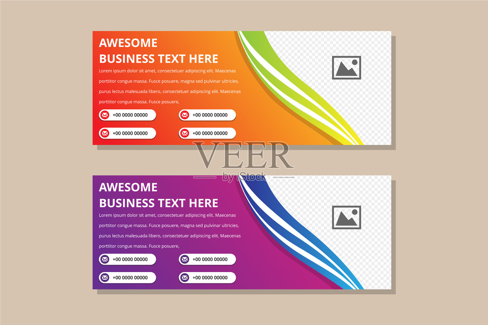 水平抽象渐变颜色横幅插画图片素材