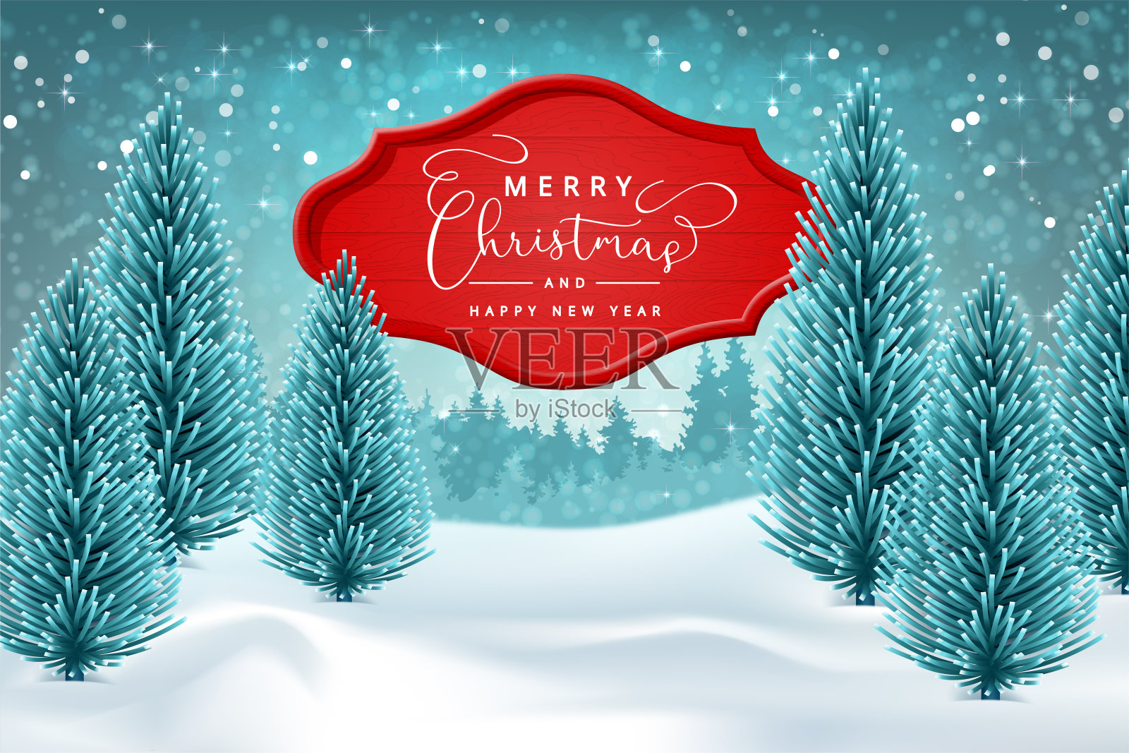 圣诞节的冬景设计模板素材