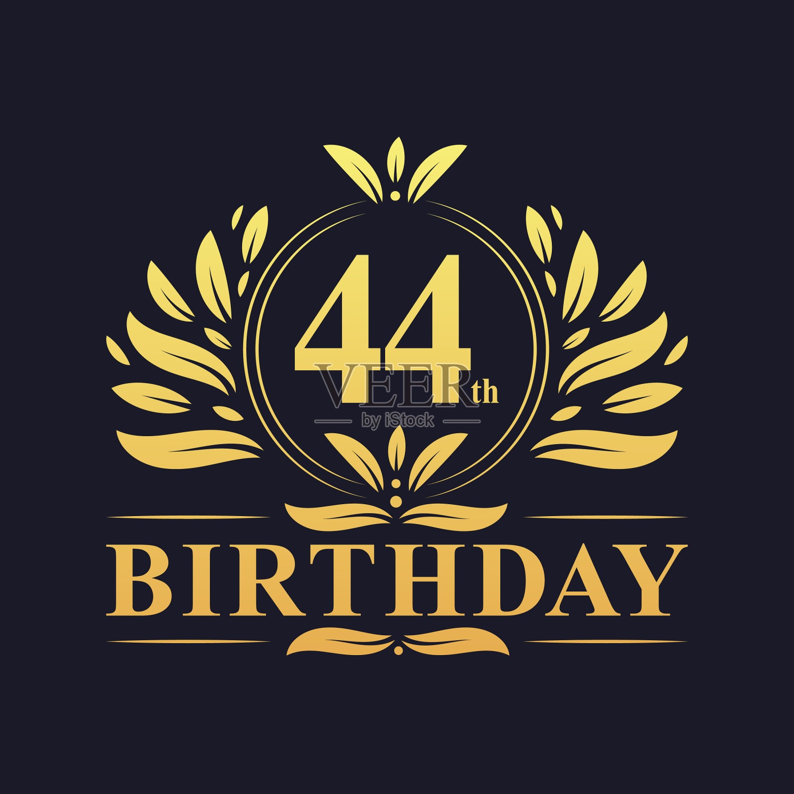 奢侈品44岁生日标志44周年庆典插画图片素材