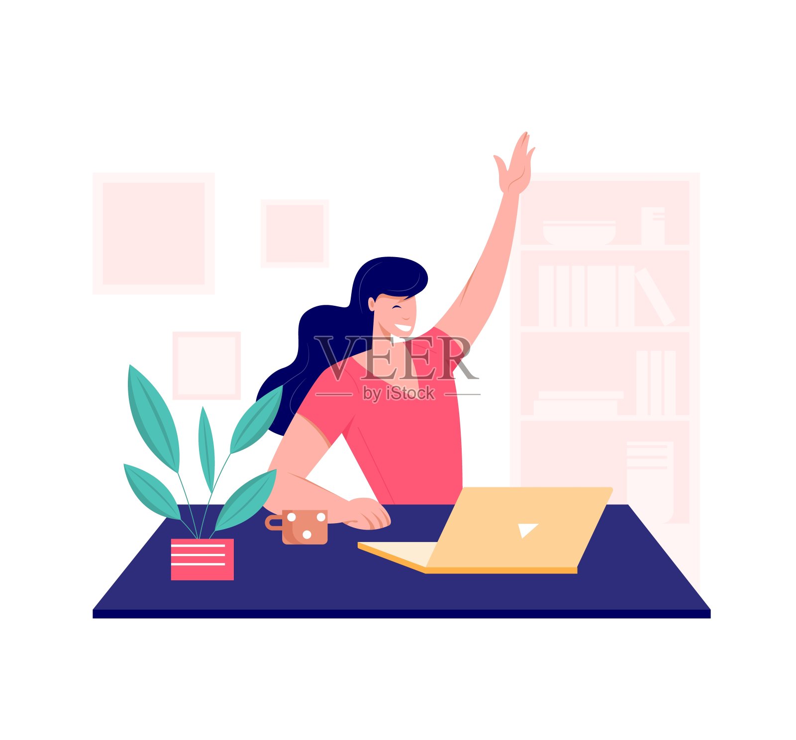 网上班级见面概念插画图片素材