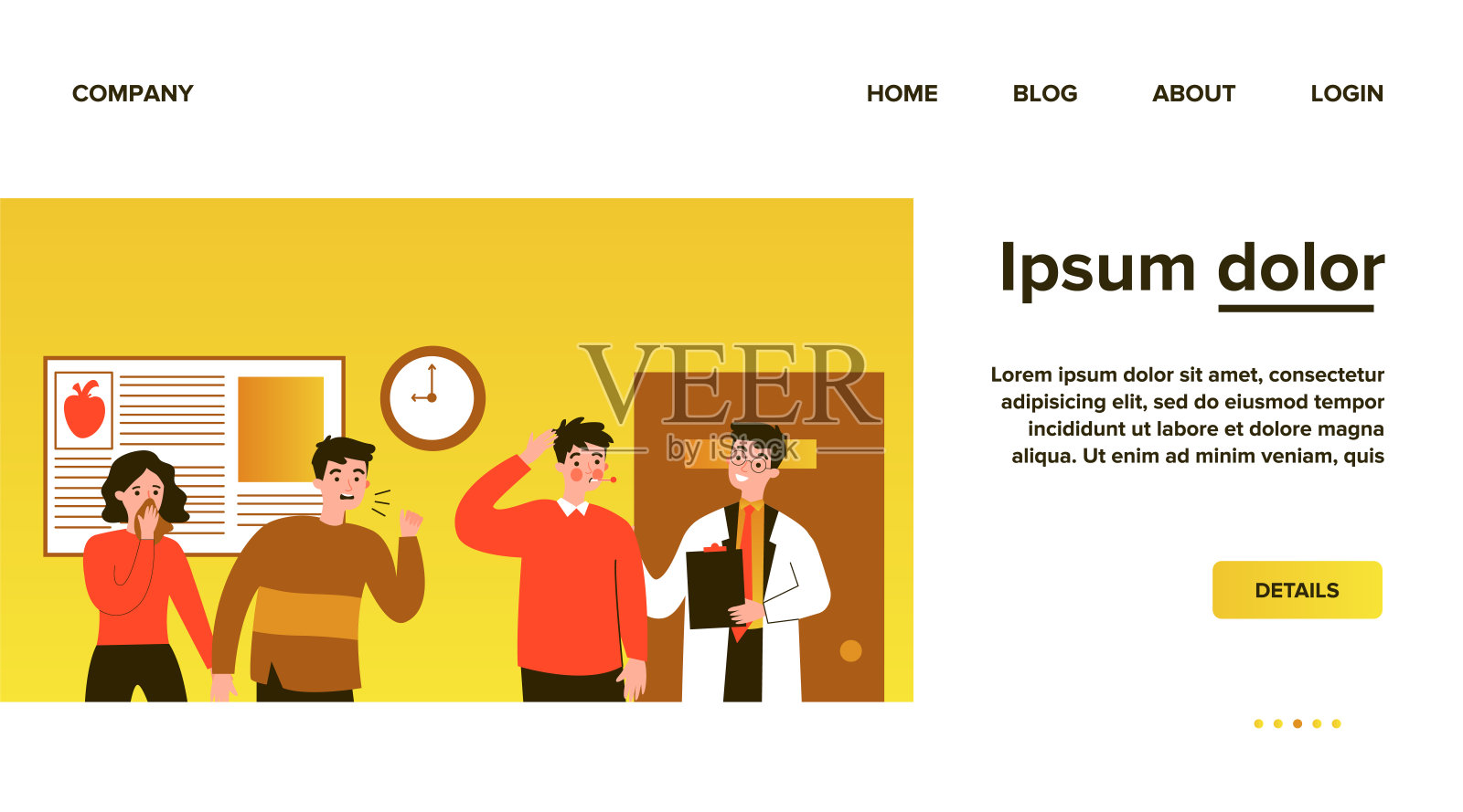 医生治疗流感病人插画图片素材