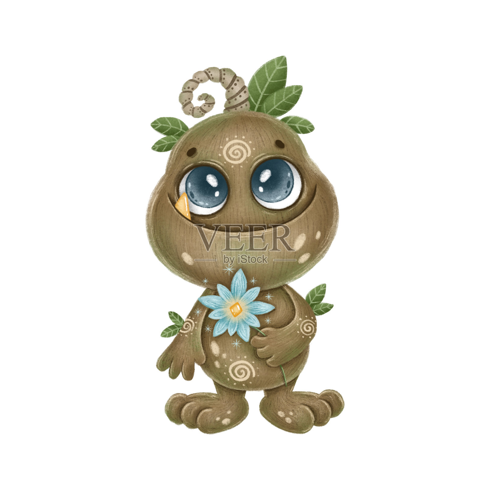 可爱的卡通森林怪物插画图片素材