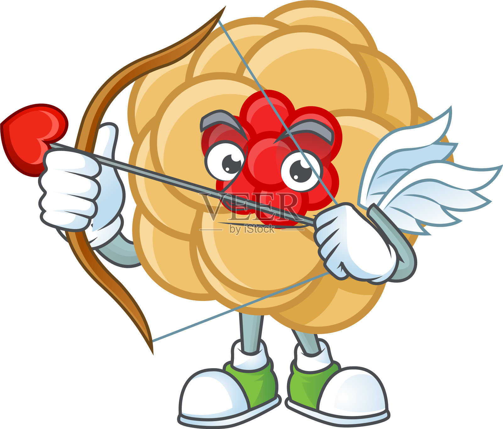 一个浪漫甜蜜的中国花丘比特与箭插画图片素材