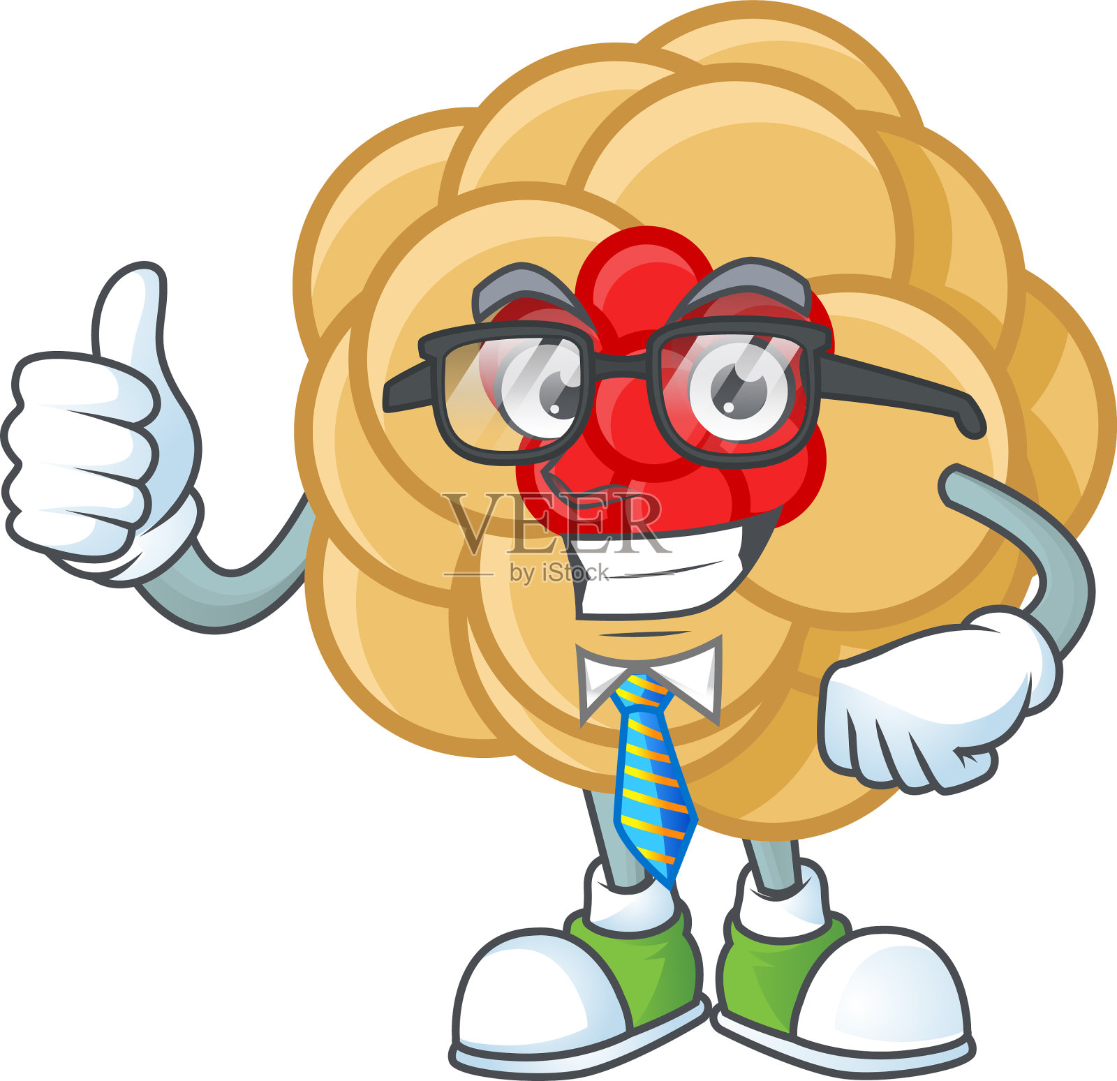 卡通商人中国金花与玻璃插画图片素材