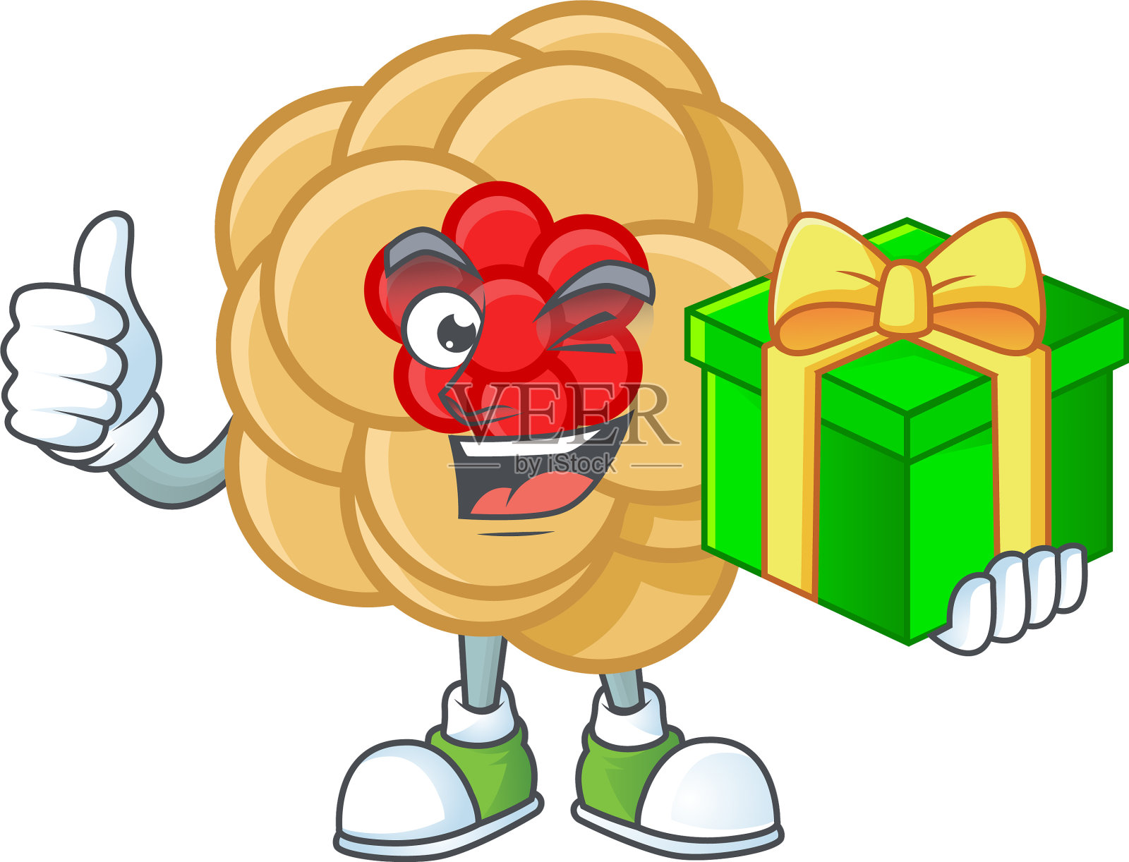 笑脸中国金花字礼盒插画图片素材