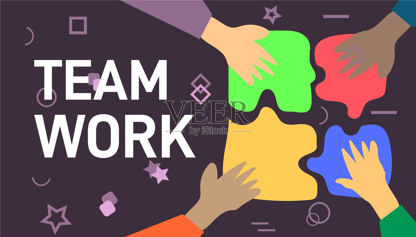 手握拼图插画图片素材