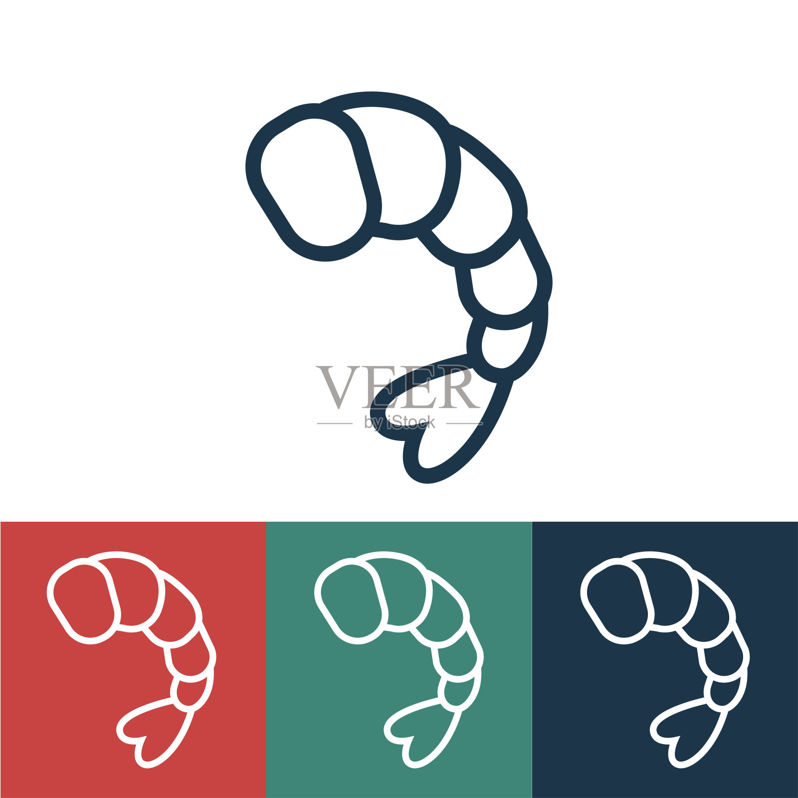 带虾的线性矢量图标插画图片素材