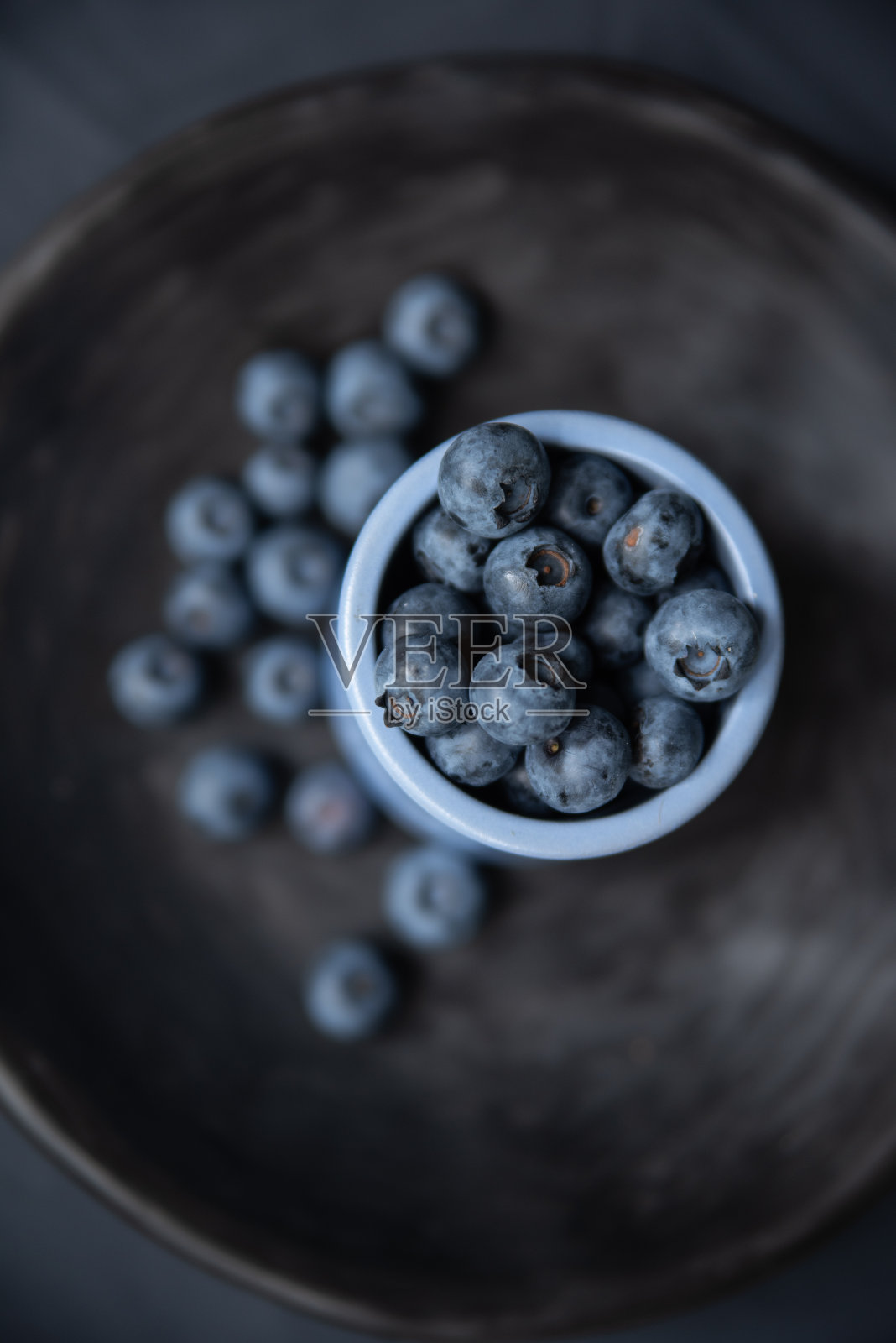 选择性聚焦蓝莓俯视图照片摄影图片