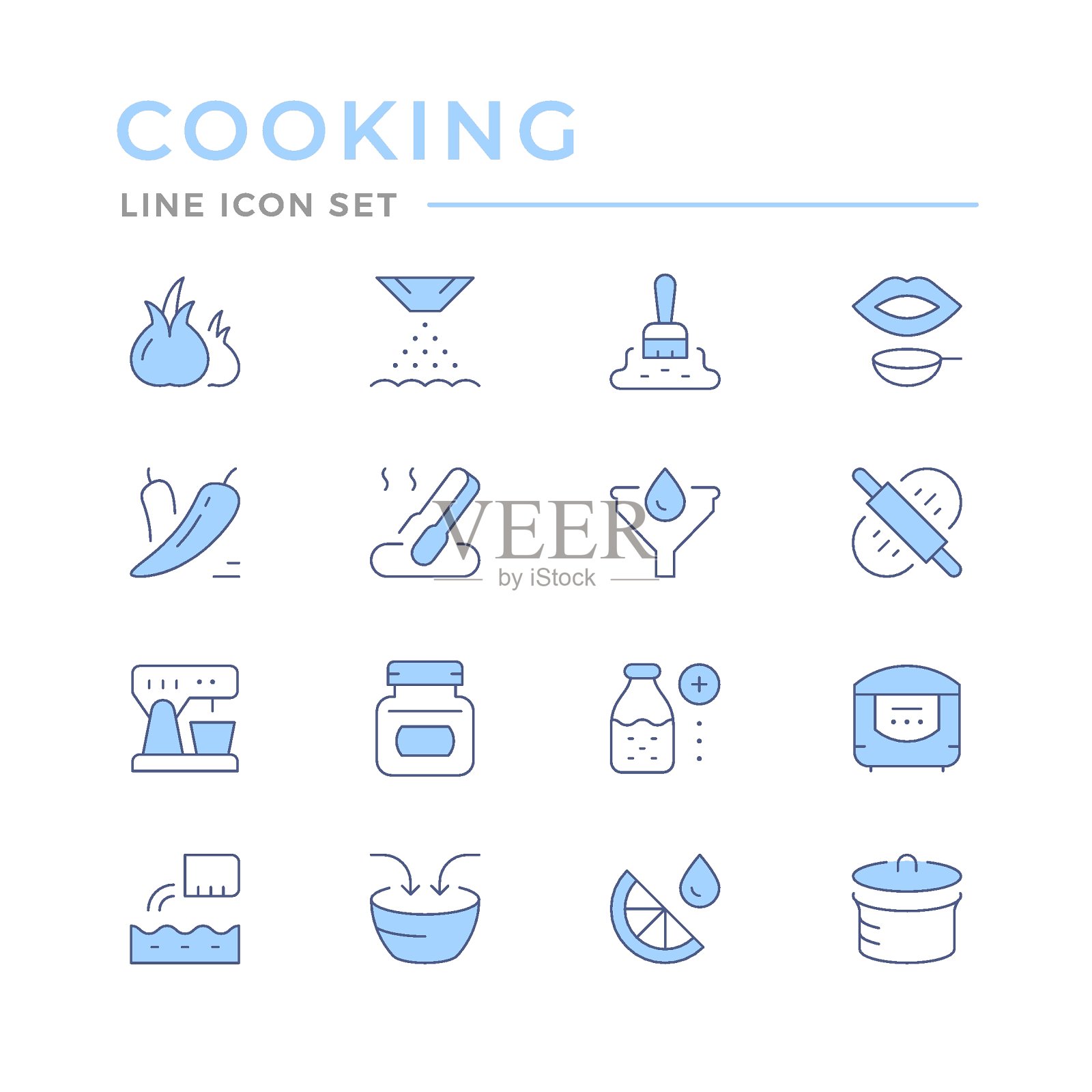 烹饪相关的设置颜色线图标图标素材