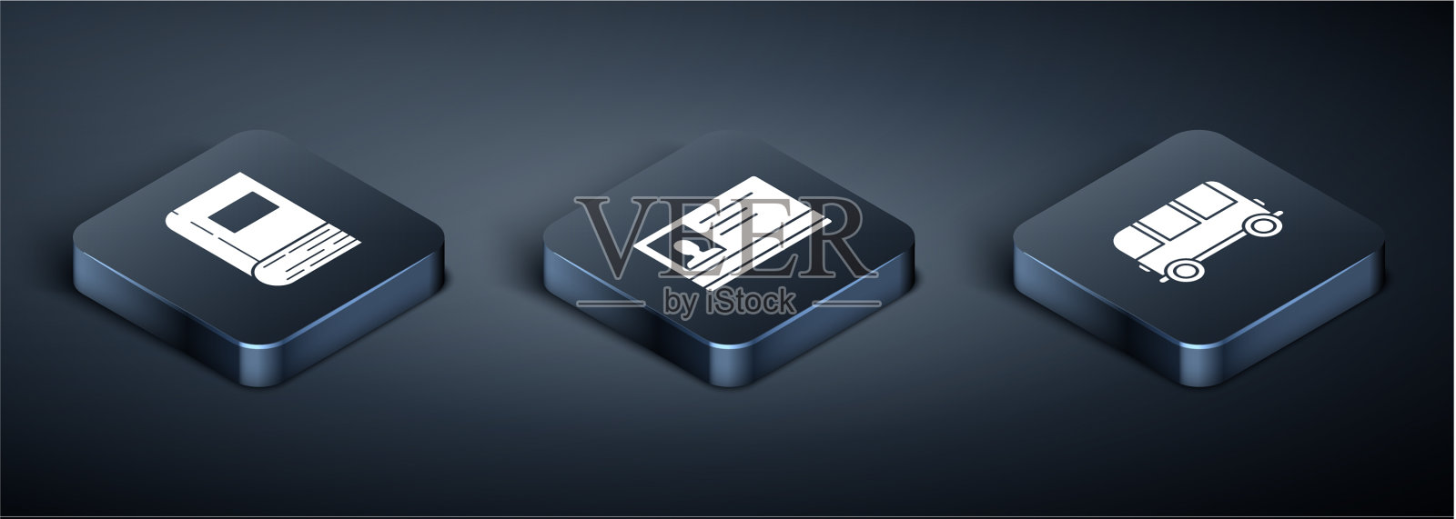 设置校车等距书及标识图标素材