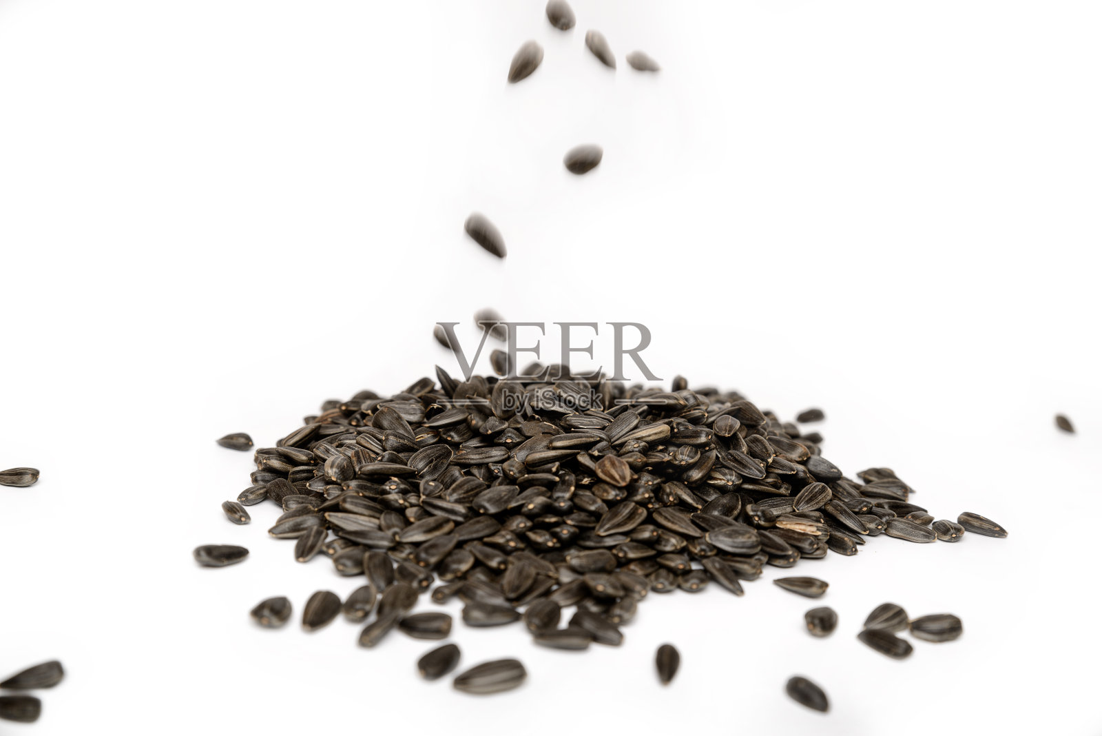 葵花籽靠近白色的背景照片摄影图片