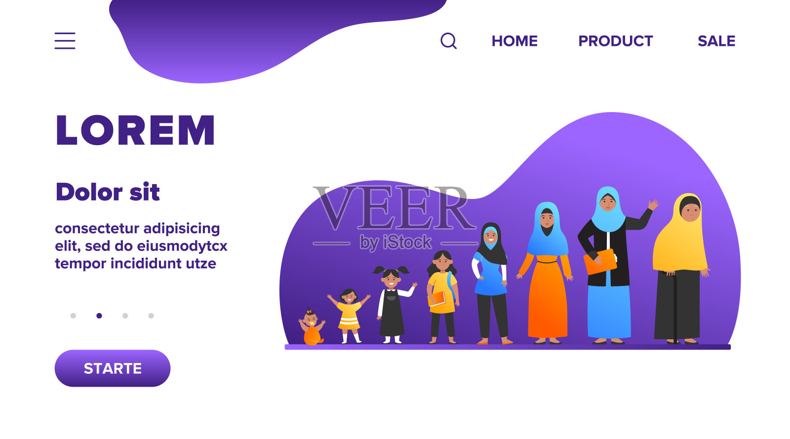 不同年龄段的穆斯林妇女插画图片素材