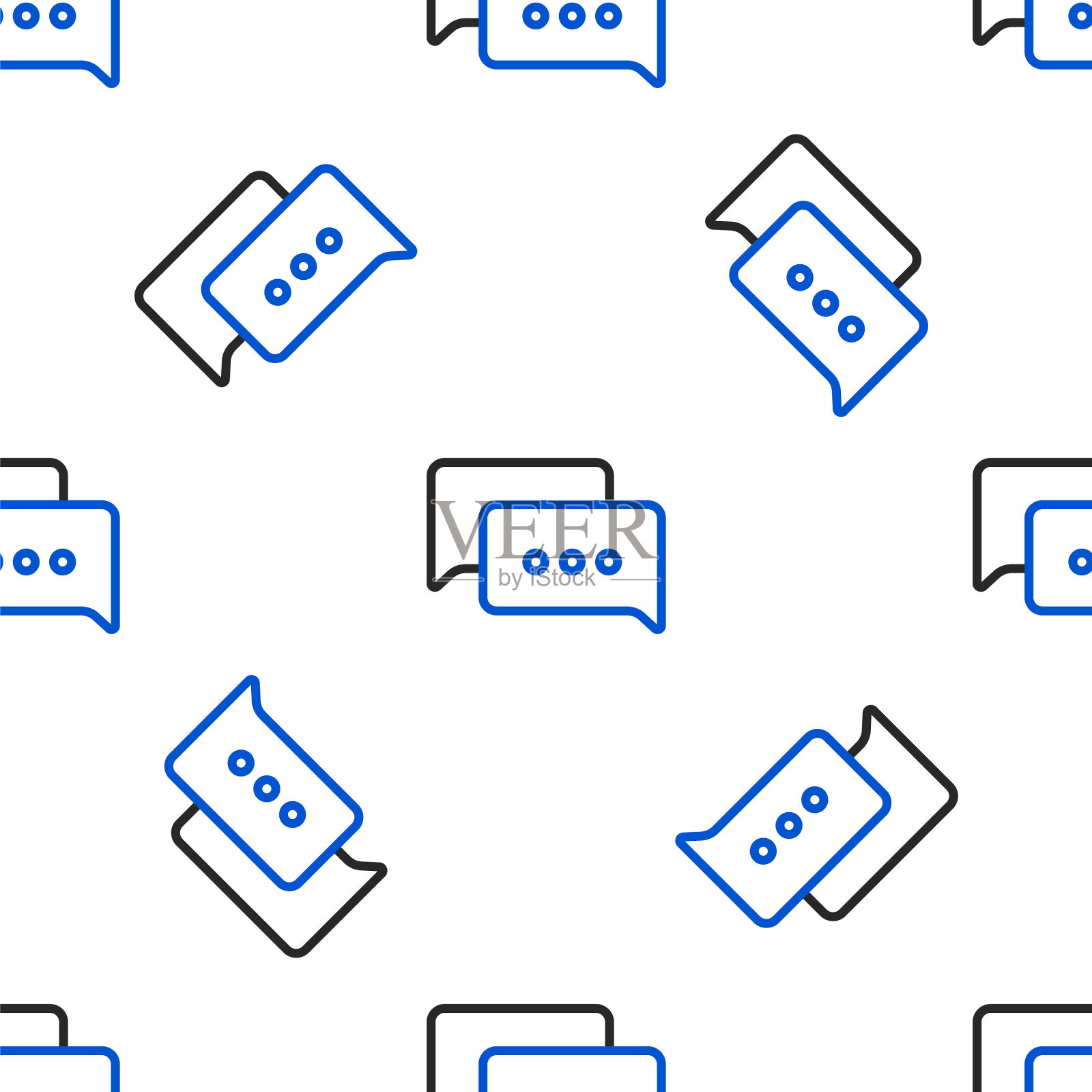 线条语音气泡聊天图标隔离无缝模式在白色背景。消息图标。交流或评论聊天符号。彩色轮廓概念。向量插画图片素材