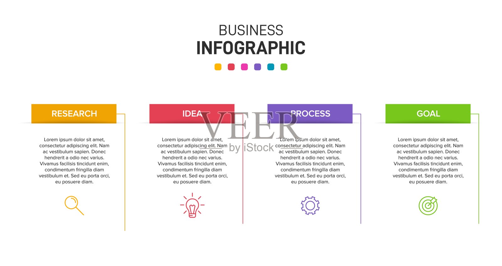 带有图标和4个选项或步骤的信息图表设计。细线的向量。信息图的业务概念。可用于信息图形，流程图，演示文稿，网站，横幅，印刷材料。插画图片素材