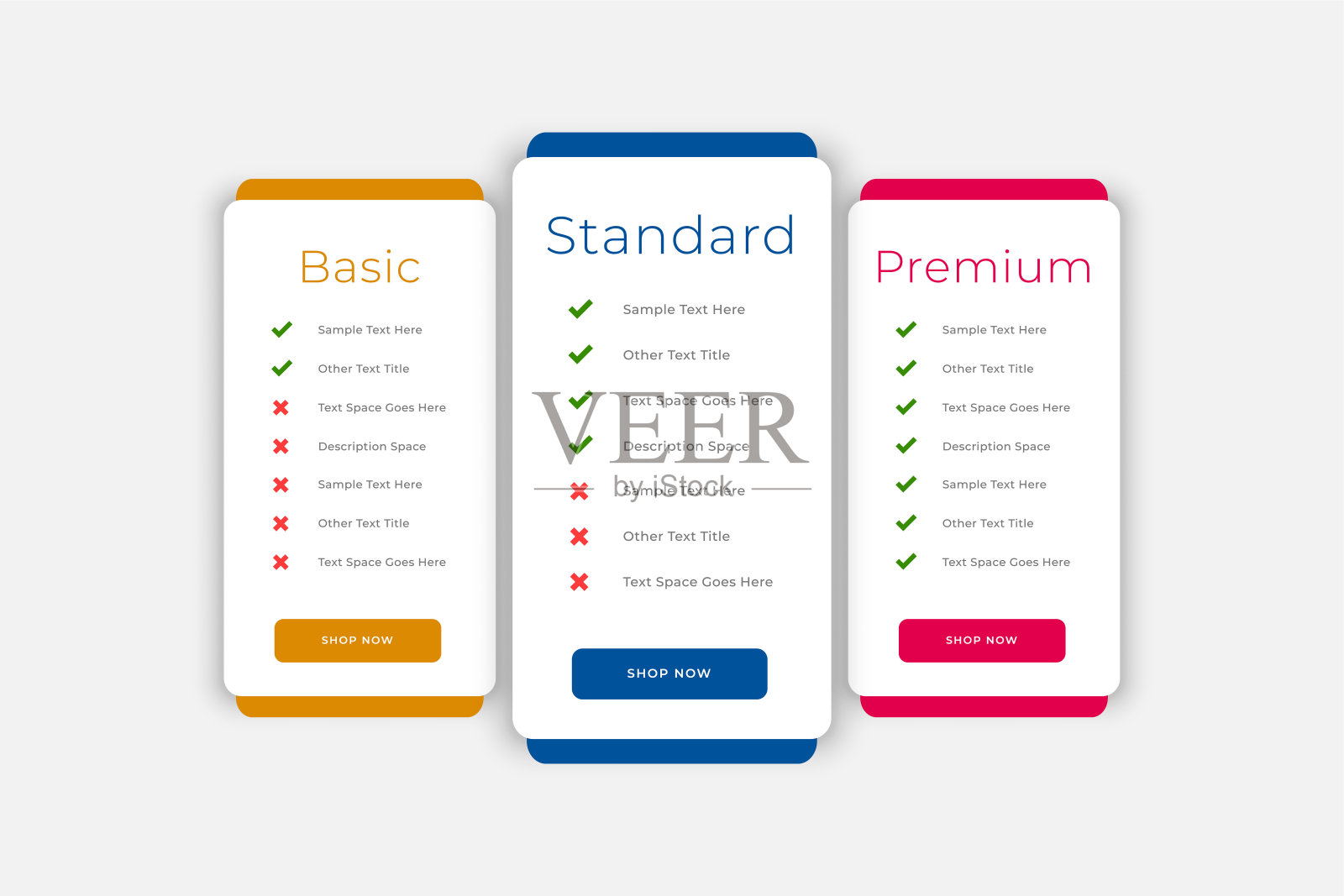 计划和定价表商业网站模板插画图片素材