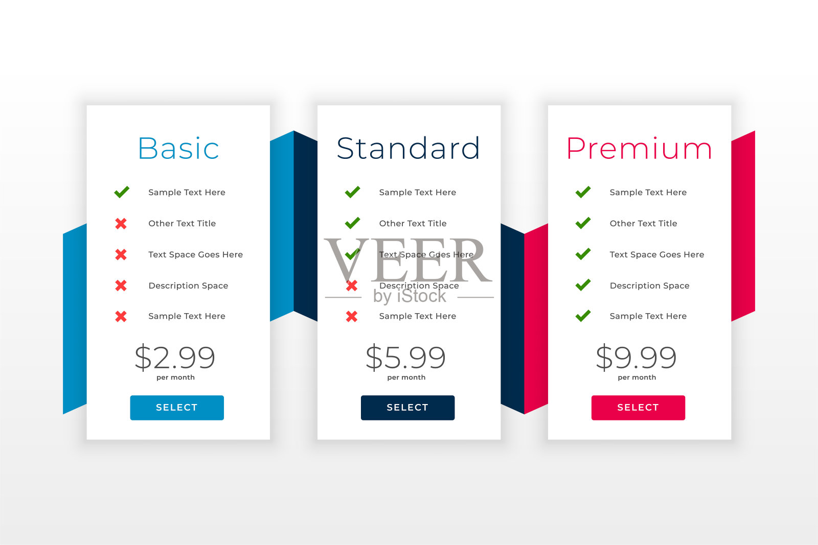 订阅计划和定价表web模板插画图片素材